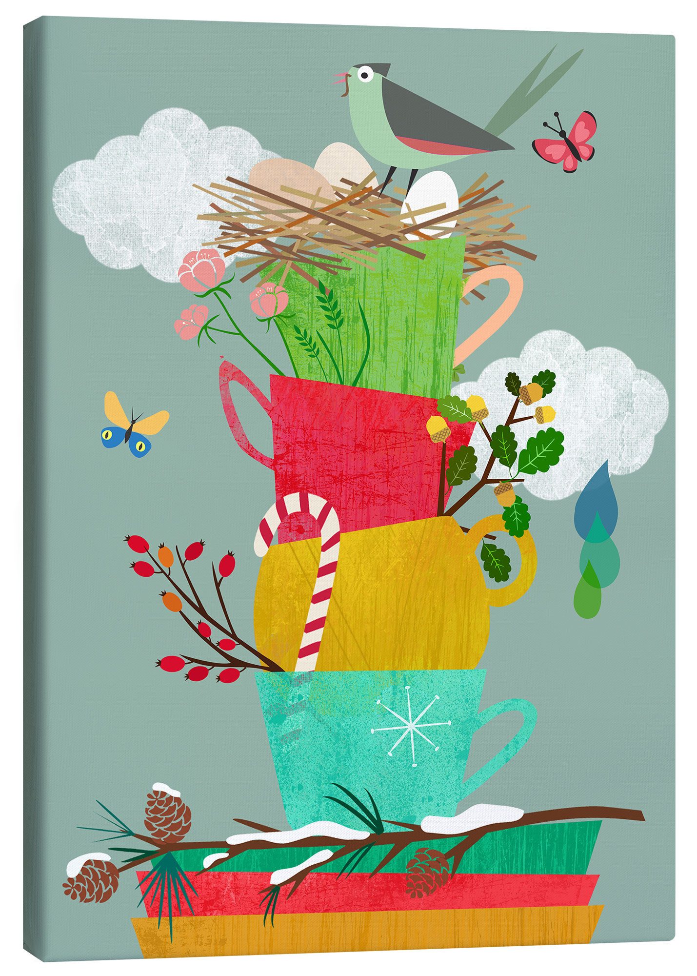 Posterlounge Leinwandbild Taika Tori, Vier Jahreszeiten, Küche Skandinavisch Kindermotive