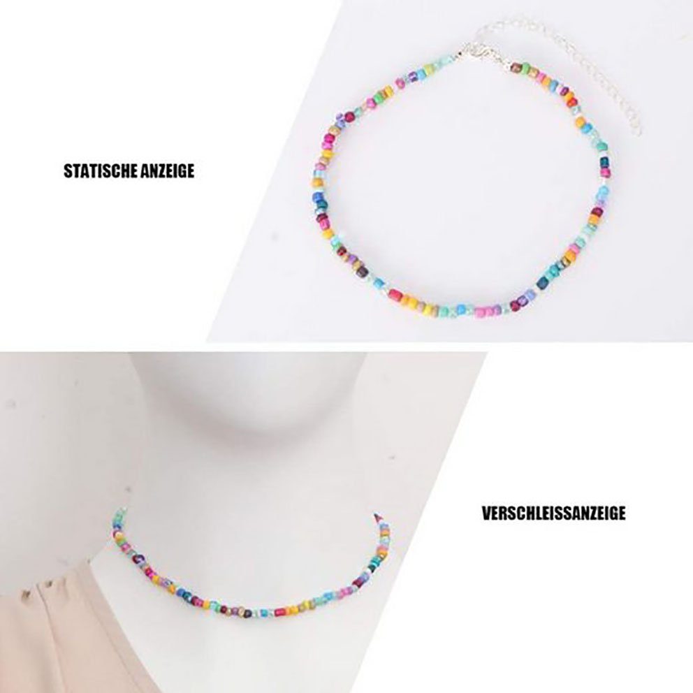 Kleine Perlenkette Perlenkette kurze Perle Halskette SRRINM Nachahmung (1-tlg)