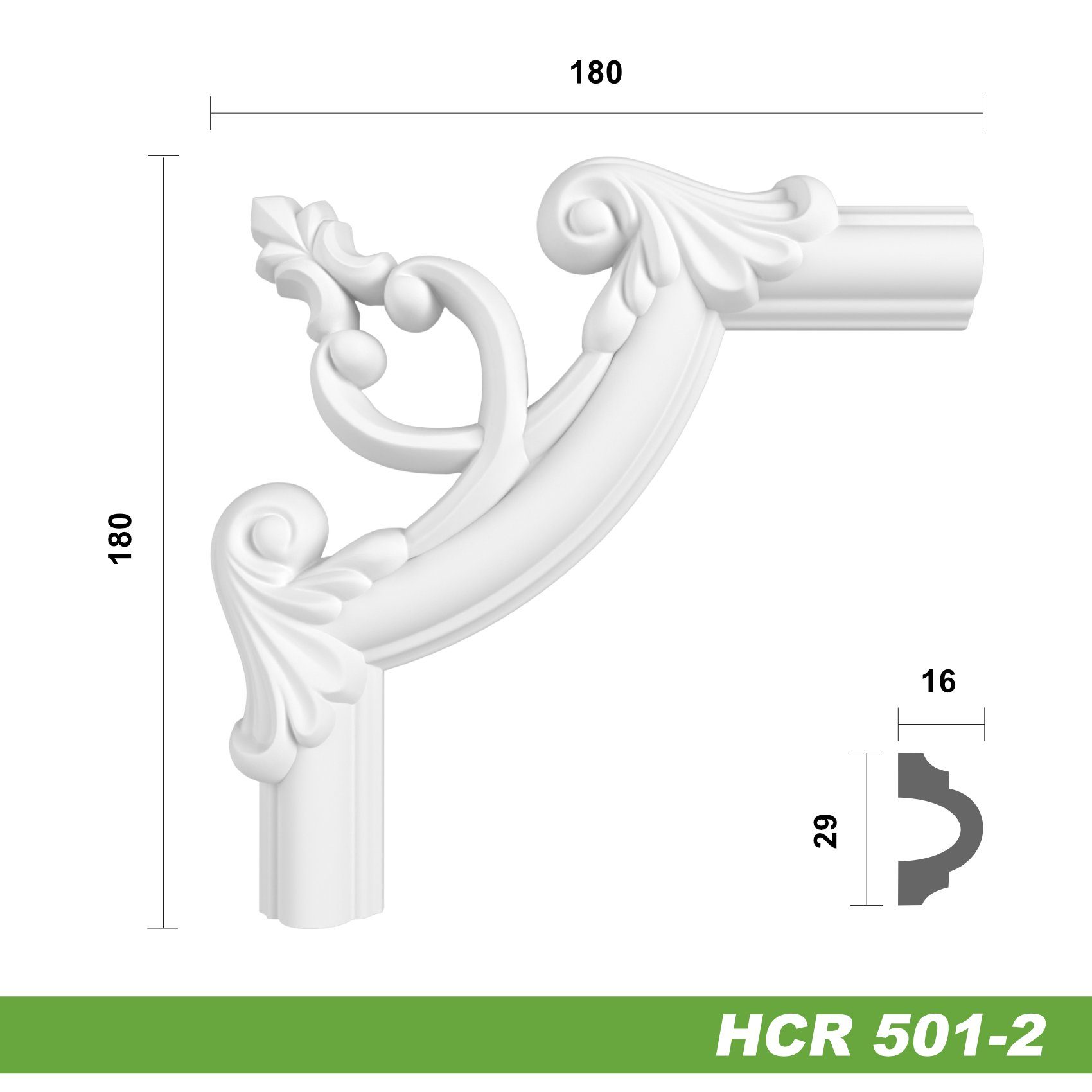 2 modern - Vertäfelung & - HCR501-2) extrem aus Zierleiste Verzierung Eckstück HCR501-2, Rahmen widerstandsfähig, Stück (2 mm Weiß 180 180 Hexim HCR501-2 Ecken, PU-Polyurethane x HEXIM Stuck schneeweiß