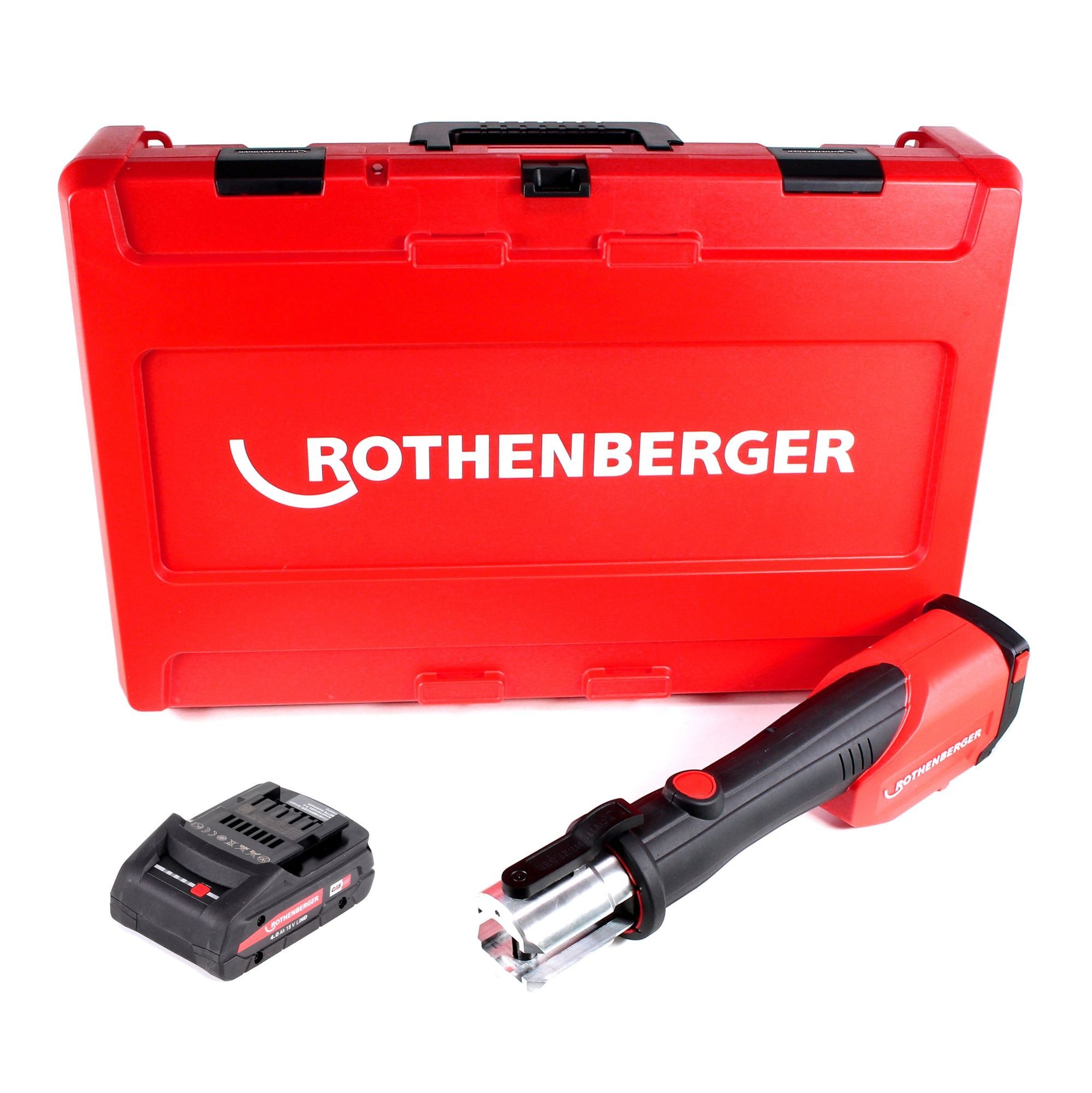 Rothenberger Werkstattpresse ROMAX 4000 CAS Akku Pressmaschine 18 V 34 kN + 1x Akku 4,0 Ah + Koffer