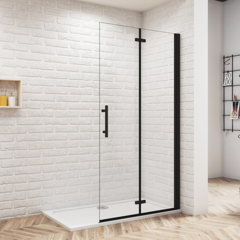 Duschparadies Dusch-Falttür 185cm Schwarz Walk in Dusche Falttür Scharniertür Duschabtrennung, 70x185 cm, Easyclean Sicherheitsglas, beidseitig montierbar