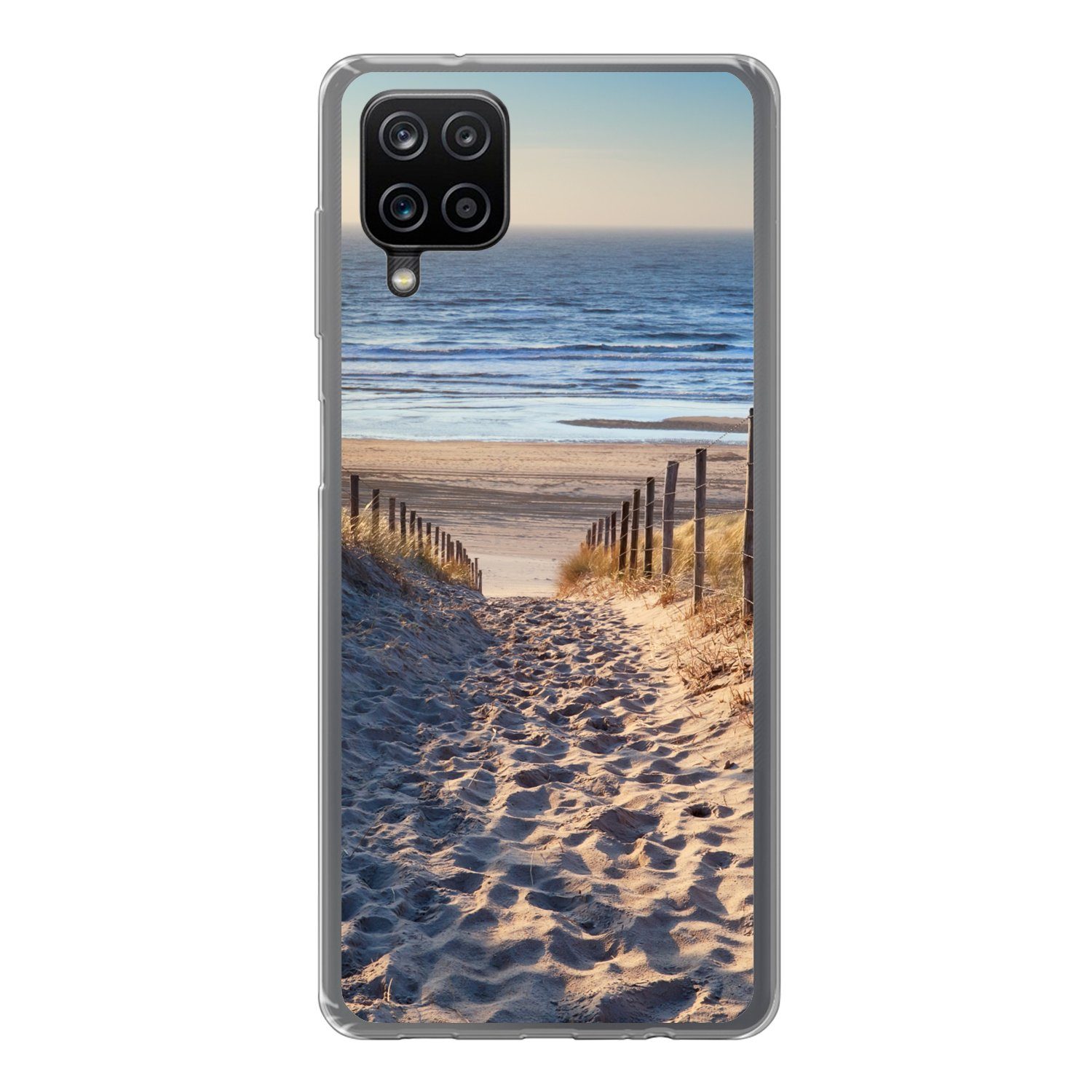 MuchoWow Handyhülle für Samsung Galaxy A12 Strand - Meer - Niederlande - Dünen - Sonne, Smartphone-Bumper, Print, Handy Schutzhülle Dünn