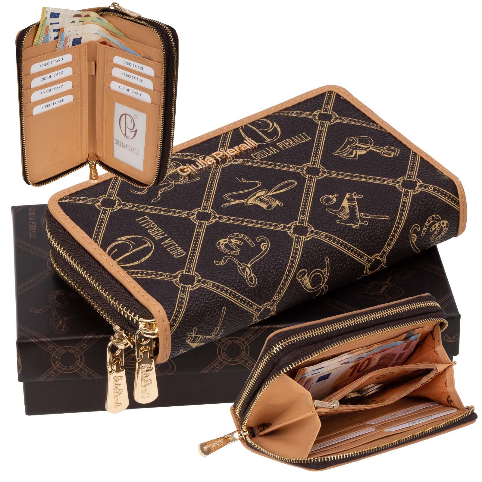 Giulia Pieralli Geldbörse Giulia Pieralli Damen Geldbörse Geldbeutel Brieftasche Portmonee XXL, Damen Geldbörse klappbar mit Reißverschluss Portemonnaie Geldbeutel