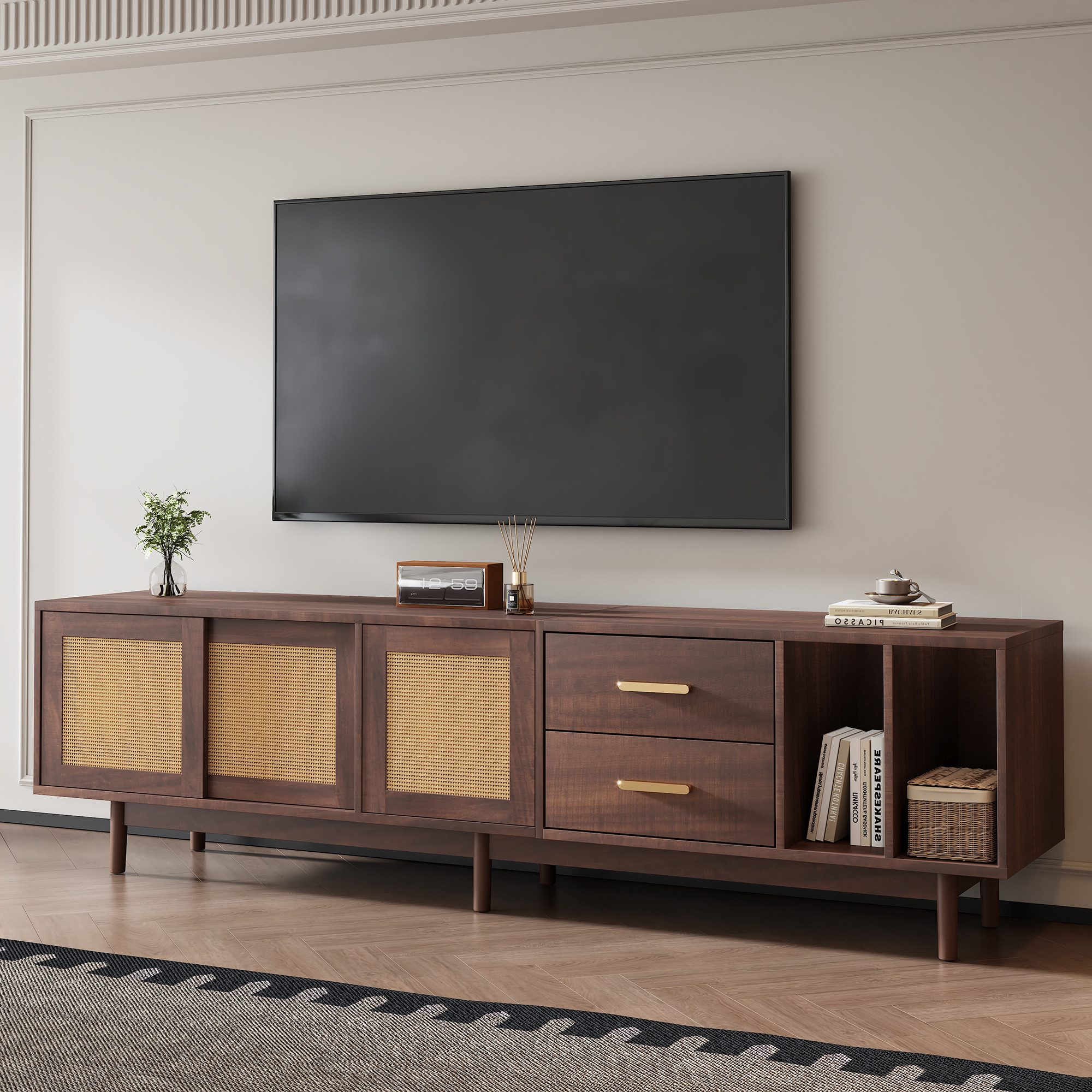 Merax Lowboard Rattan Fernsehtisch (1 St), günstig online kaufen