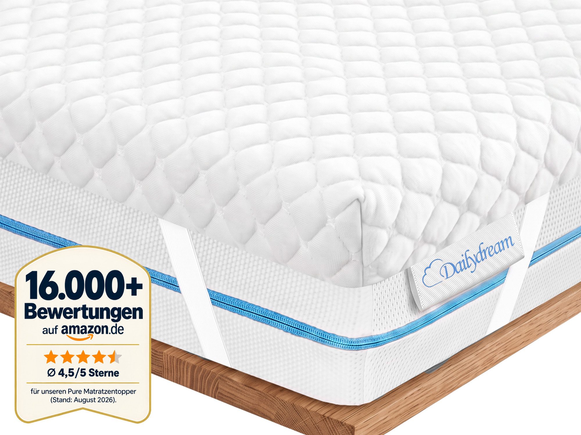 Dailydream, Topper, Edition Pure, Viscoschaum, Memory Foam, rutschfest, H1/2, (Pure Edition), wertet harte Matratzen auf und bietet einen erholsameren Schlaf