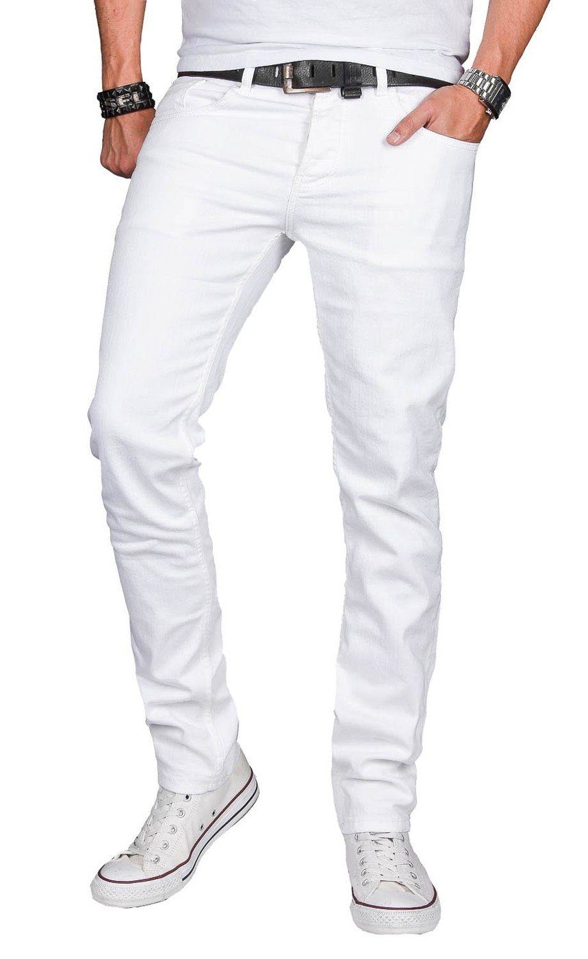 Alessandro Salvarini Straight-Jeans ASMinero Slim Fit Jeans mit 2% Elasthan weiß