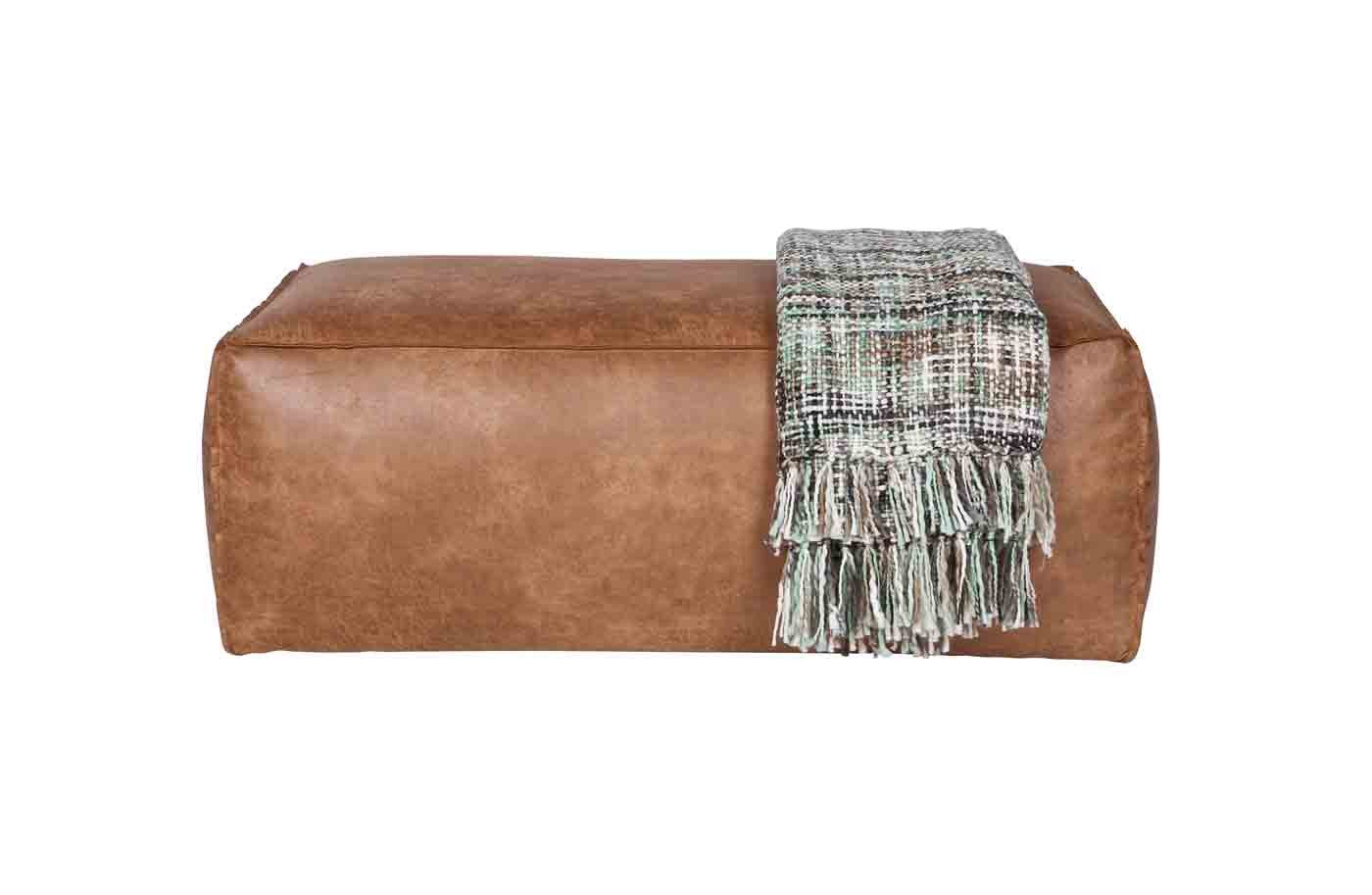 WOOOD Pouf Rodeo Lederoptik, Cognac