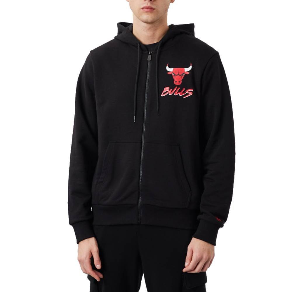 Era Chicago Script NBA Kängurutasche Bulls geteilte Era Sweatjacke New Kapuzensweatjacke New