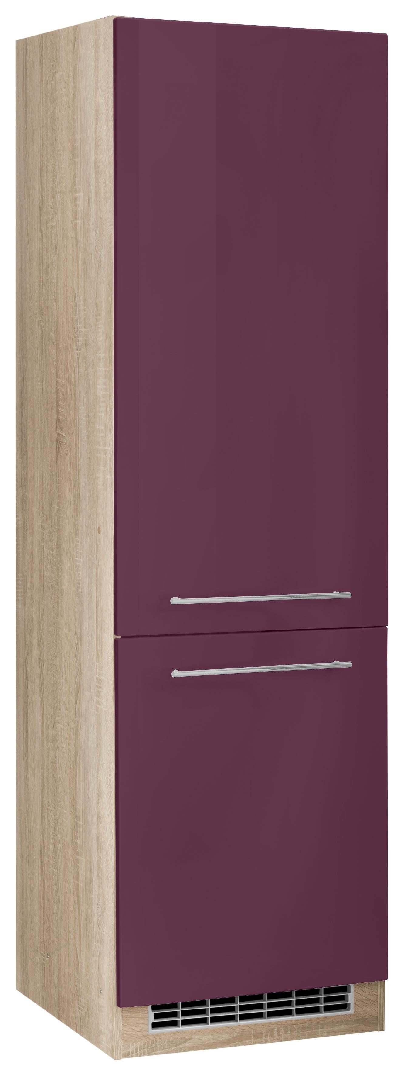 HELD MÖBEL Kühlumbauschrank Eton für großen Kühlschrank, Nischenmaß 178 cm Aubergine Hochglanz | eiche sonoma