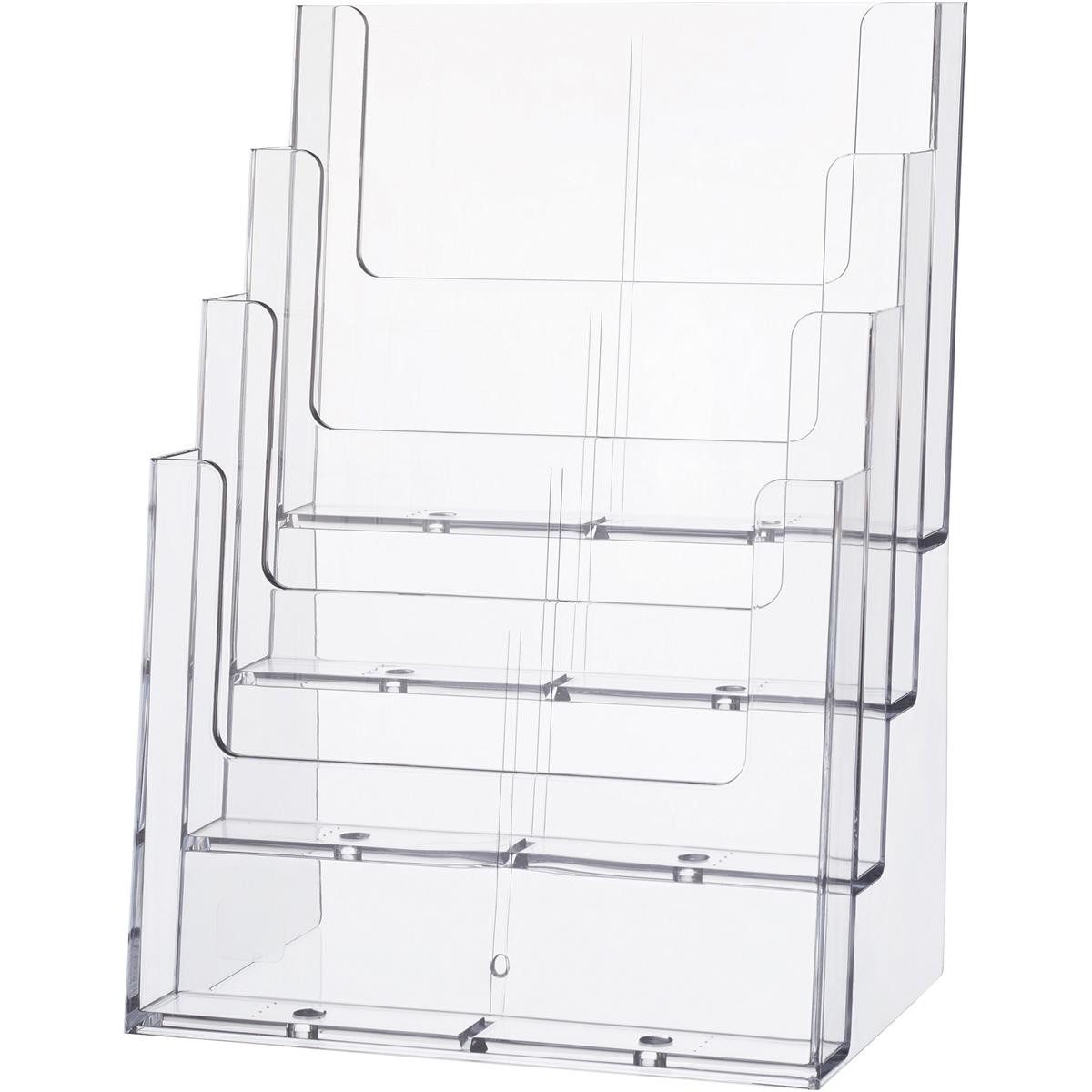HELIT Zeitungsständer helit H2352402 Tisch-Prospekthalter, DIN A4 hoch, 4 Fächer, glasklar