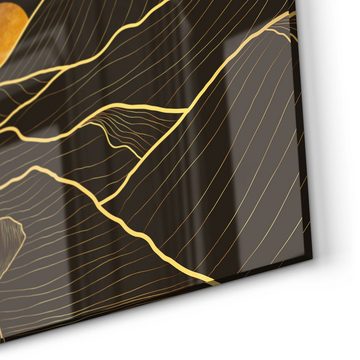 DEQORI Küchenrückwand 'Goldenes Linien Gebirge', Glas Spritzschutz Badrückwand Herdblende