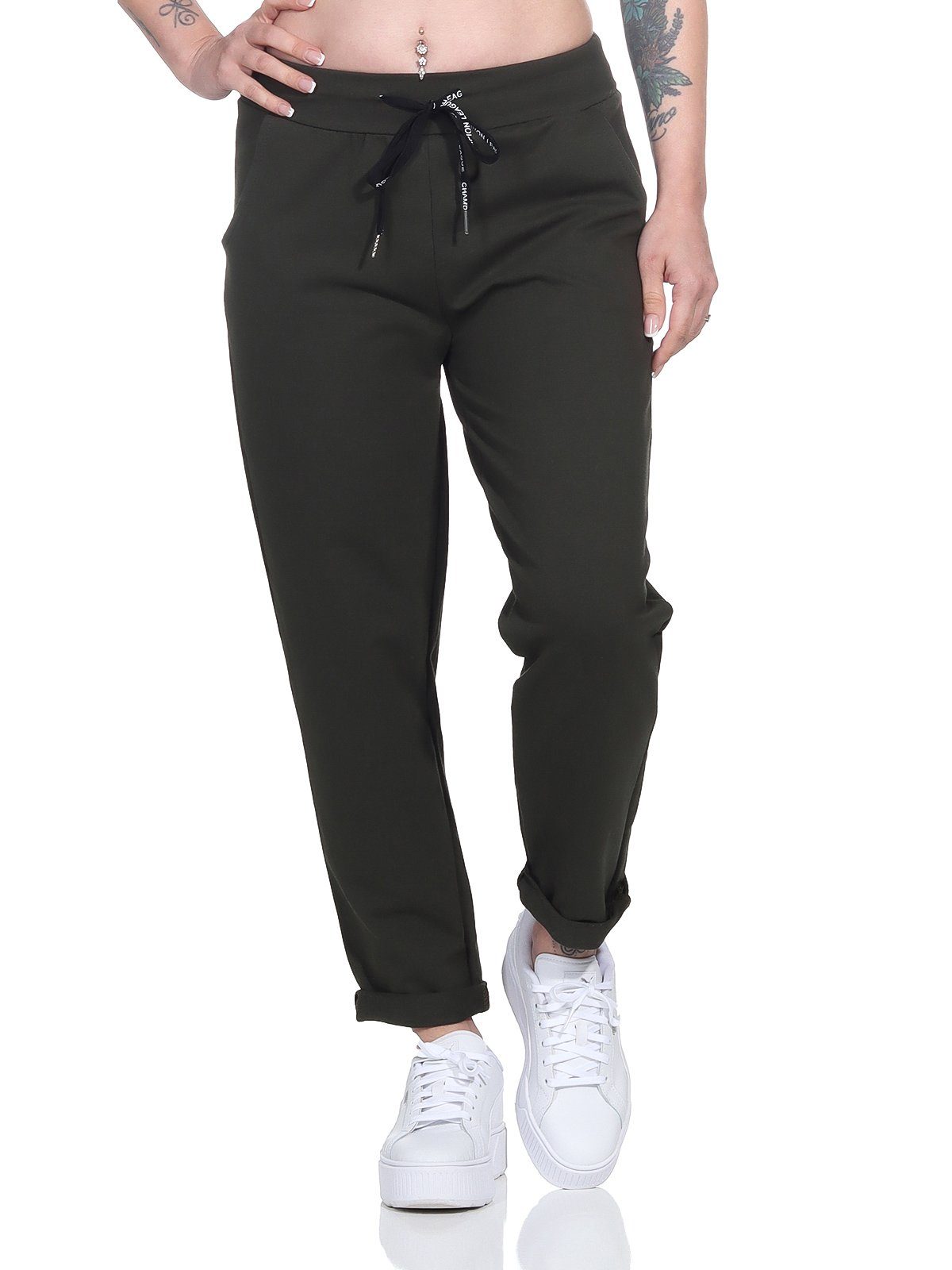 Aurela Damenmode Sweatpants Klassische Damen Jogginghose bequeme Haushose mit Schnürung leichte Jersey Qualität, mit Gummizug & Schnürung
