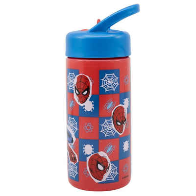 Spiderman Trinkflasche, Kinderflasche mit Griff & Trinkkappe 410 ml BPA frei