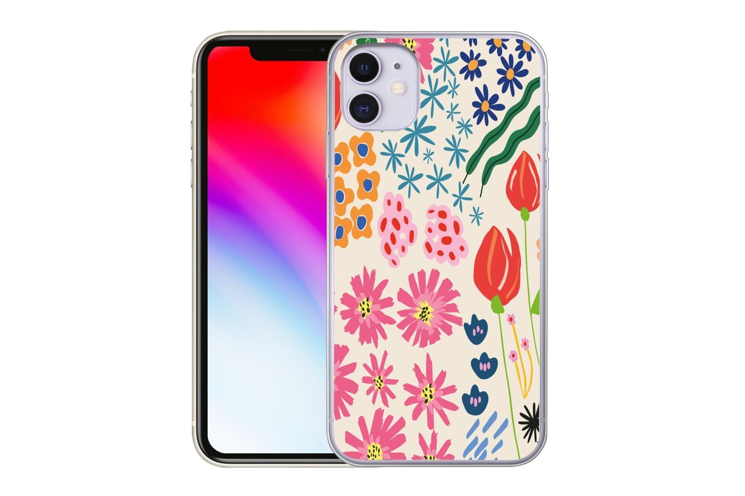 MuchoWow Handyhülle für Apple iPhone 11 Blumen - Gestaltung - Tulpe, Smartphone-Bumper, Print, Handy Schutzhülle Dünn