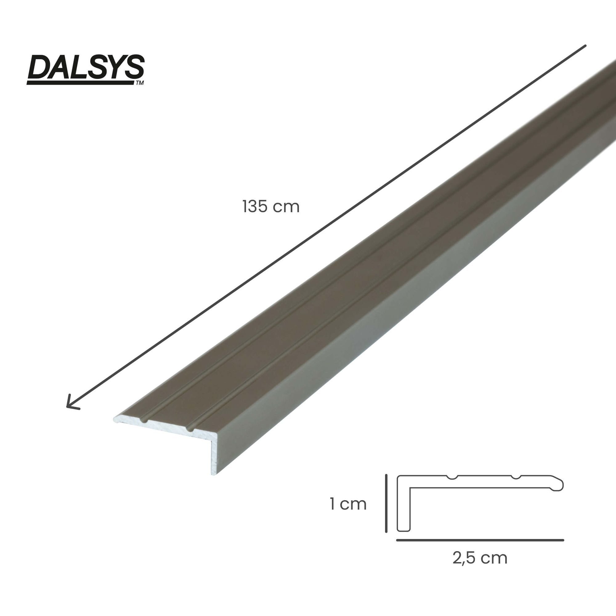 Dalsys Treppenkantenprofil Selbstklebendes Profil aus Aluminium (135 cm, 25 x 20 mm, Champagner, 1-St), Bodenprofil für Treppenwinkel – Bild 2 von 5
