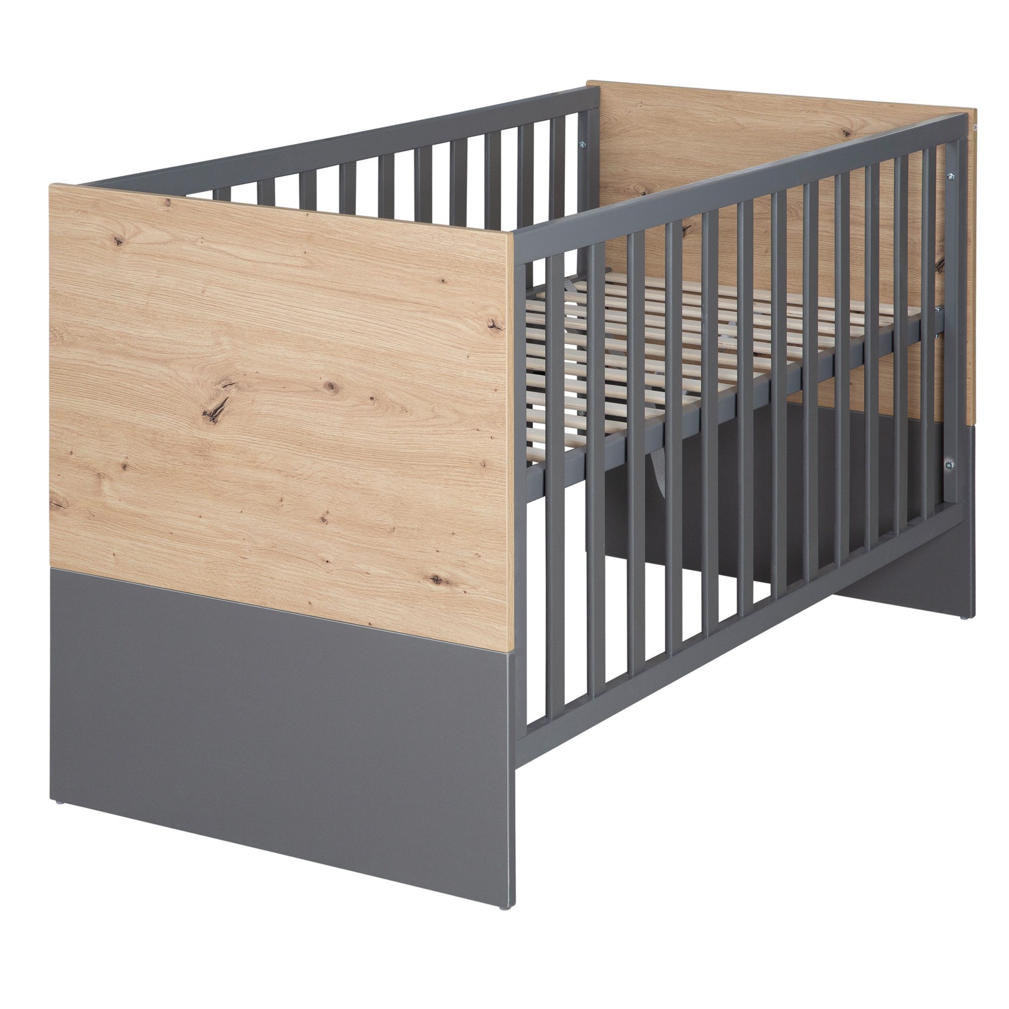 Beistellbett Anna - aus Holz - in Anthrazit mit Dekor Kent Eiche - moderne Optik