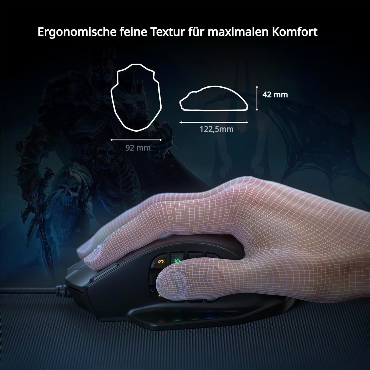 Redragon M908 Kabelgebundene Laser MMO mit Hochpräziser Betätigung, 12400 DPI Gaming-Maus (kabelgebunden, RGB-Hintergrundbeleuchtung & programmierbare Tasten) – Bild 4 von 5