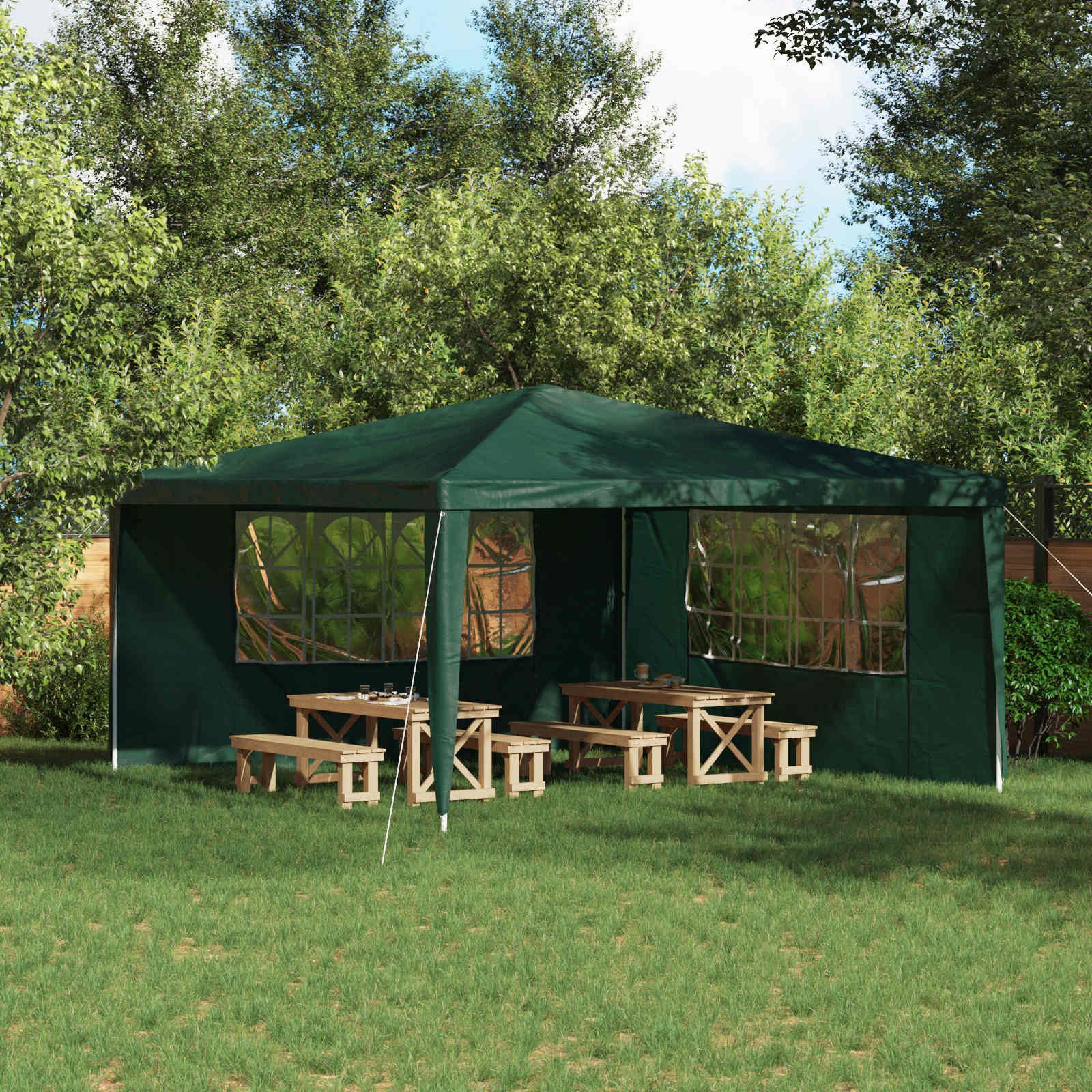 vidaXL Partyzelt Party Zelt Seitenteil 2 pcs 400 x 195 cm Grün PE und Stahl