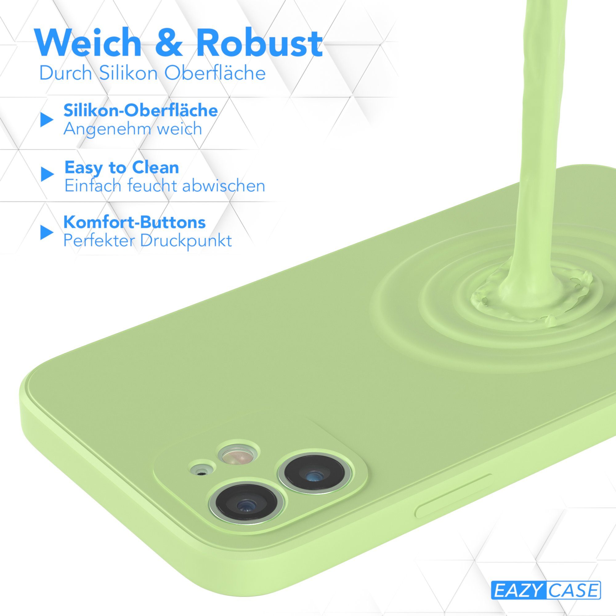 EAZY CASE Handyhülle für Apple iPhone 12 / 12 Pro Hülle Silikon 6,1 Zoll, Smart Slimcover Matt Silikon Schutzhülle mit Kameraschutz tpu Grün
