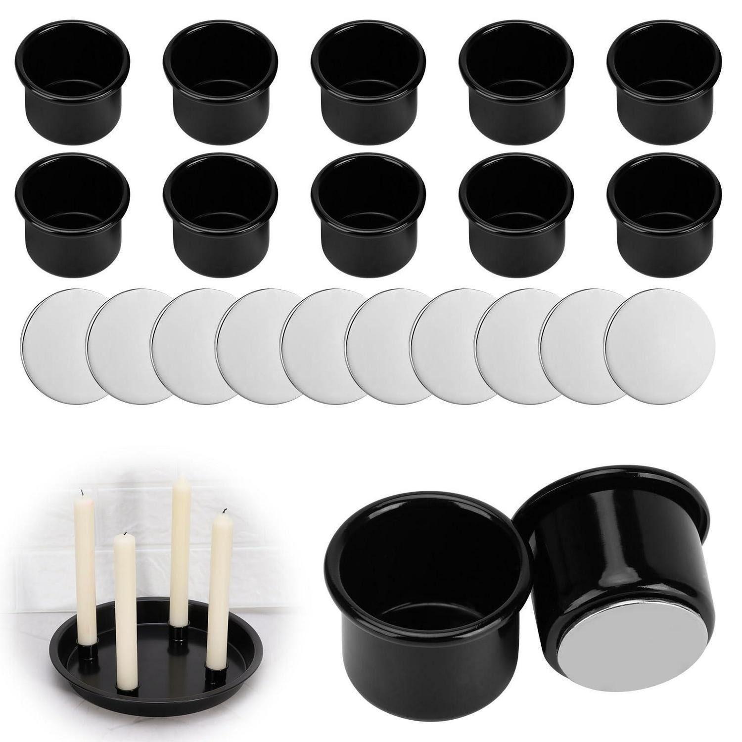 LuxusKollektion Kerzentülle Kerzenhalter Stabkerze Magnetisch 12 Stk Schwarz (12 St)