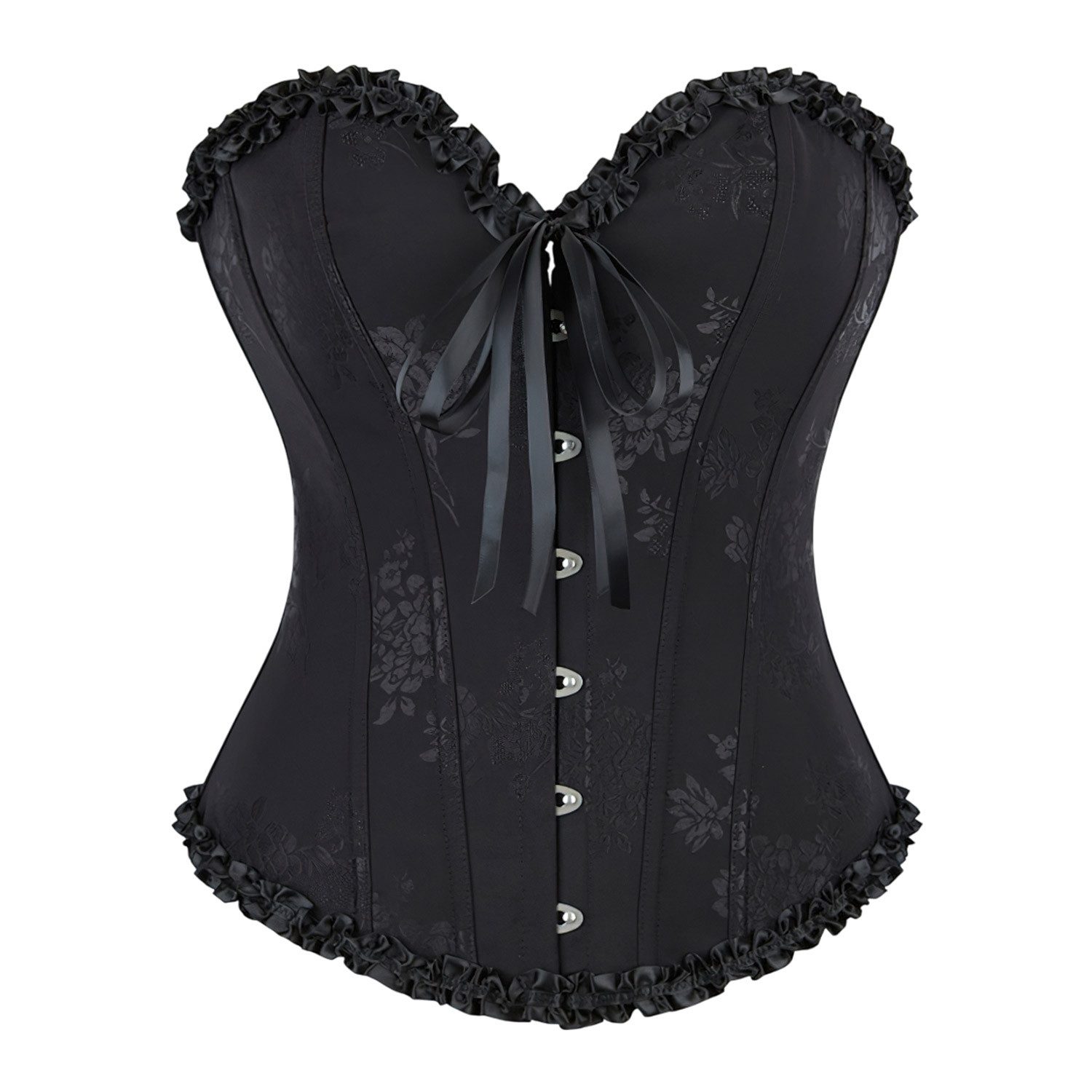 Corsage Damen-Korsett Vintage Jacquard Bustiers Schnür-Korsett