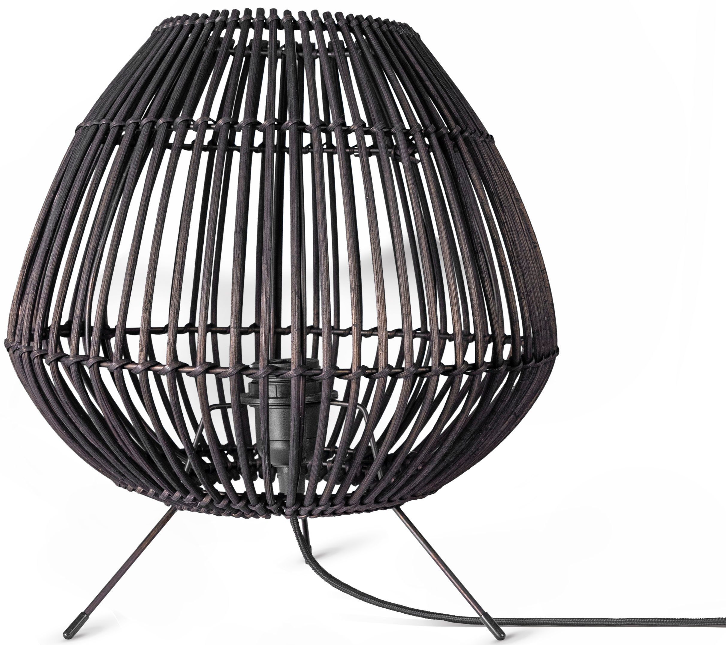 Paco Home Tischleuchte Dreibein Style ohne PIRU, Boho Leuchtmittel, Natur Nacht Rattan E27