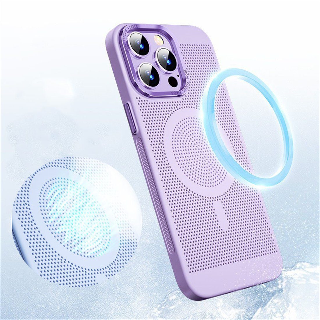 DÖRÖY Handytasche Handy-Hüllen Für iPhone 14 Plus,Wärmeschutzhülle,Magnetische Saughülle lila