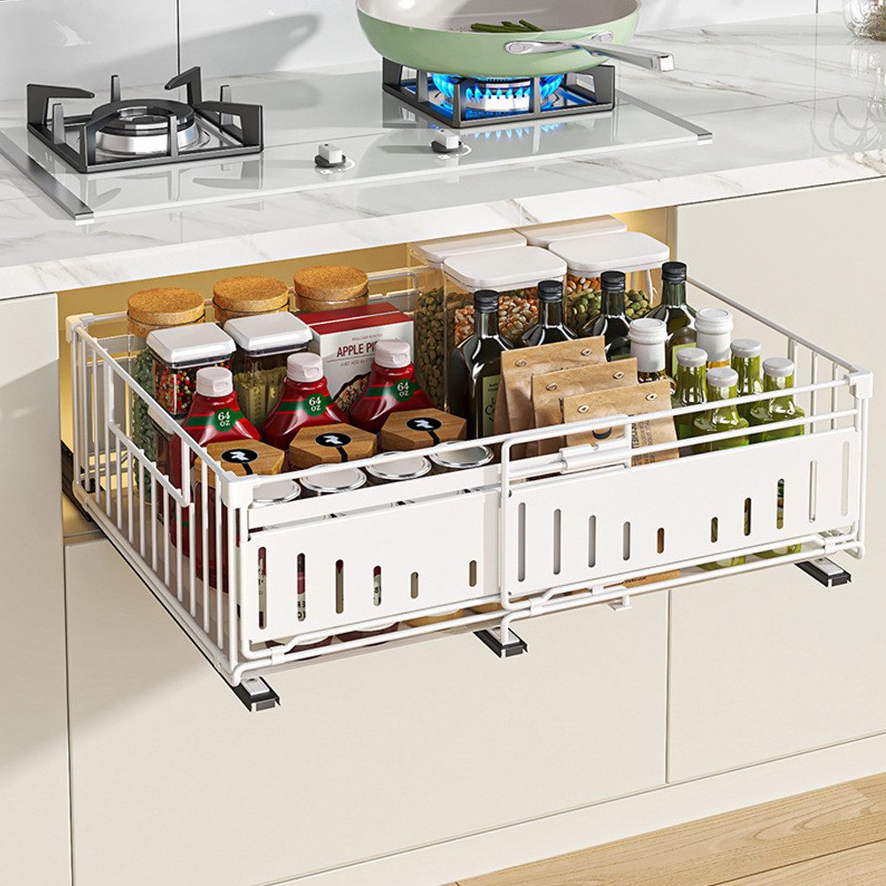 GarveeMore Küchenorganizer-Set Küchenschrank-Regal Keine Bohrungen erforderlich Ausziehbar Korb, (2-tlg)
