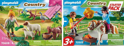 Playmobil® Konstruktions-Spielset »Reiterhof Ergänzungsset (70505) und Bäuerin mit Weidetieren (70608), Country«, (Set, 2 St), Made in Europe