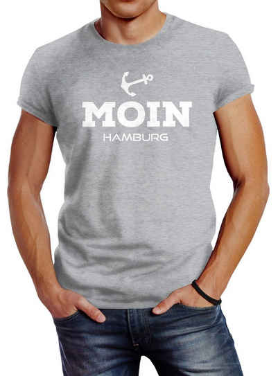 Neverless Print-Shirt »Herren T-Shirt Moin Hamburg Anker Slim Fit Neverless®« mit Print