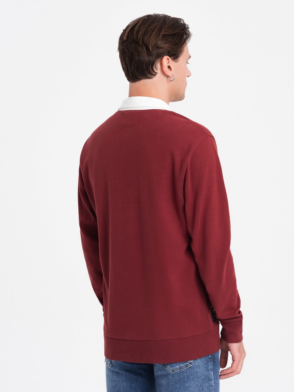 OMBRE Sweatshirt Sweatshirt für Männer mit weißem Polokragen