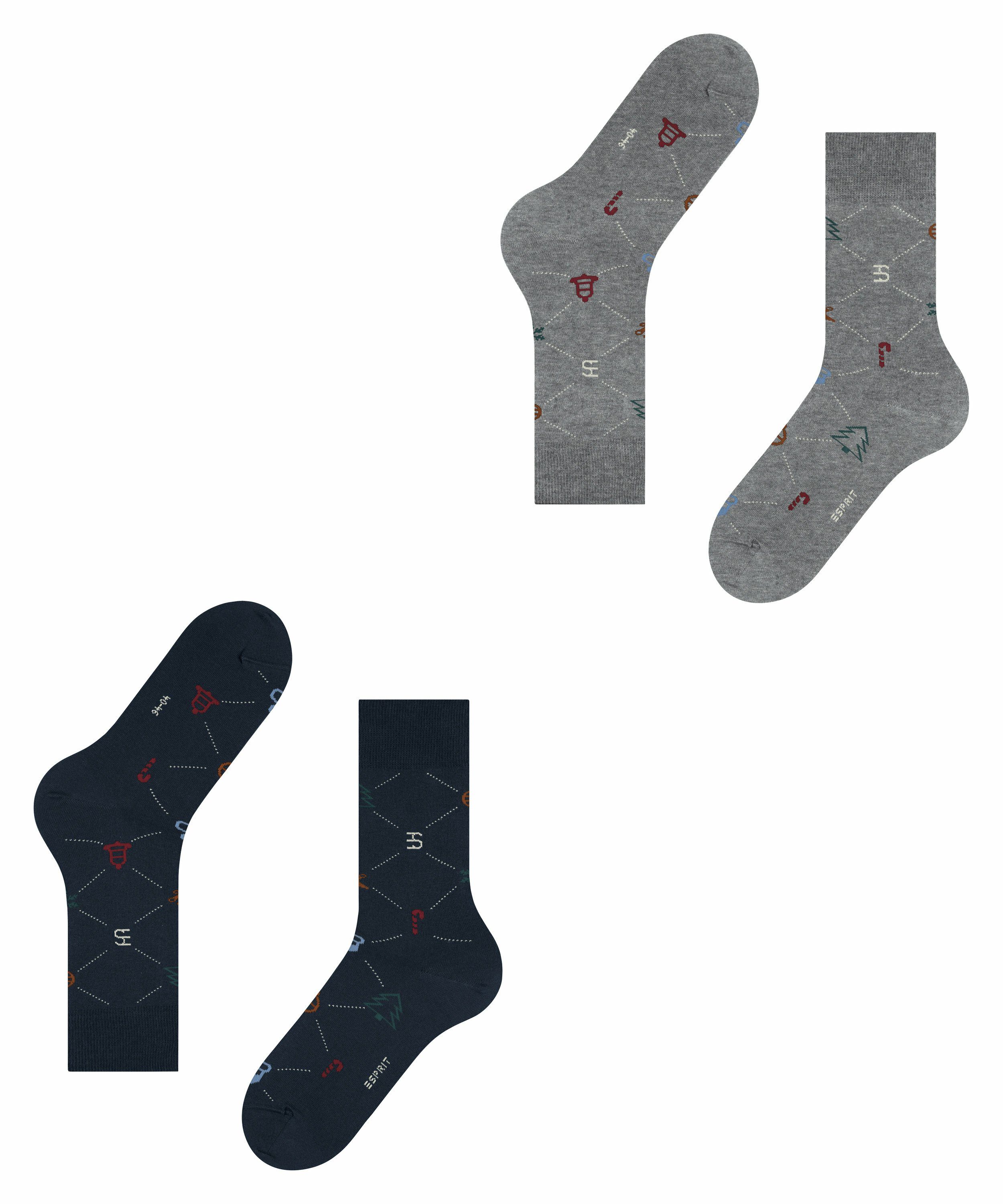 sortiment (2-Paar) Esprit Socken (0010) 2-Pack X-Mas