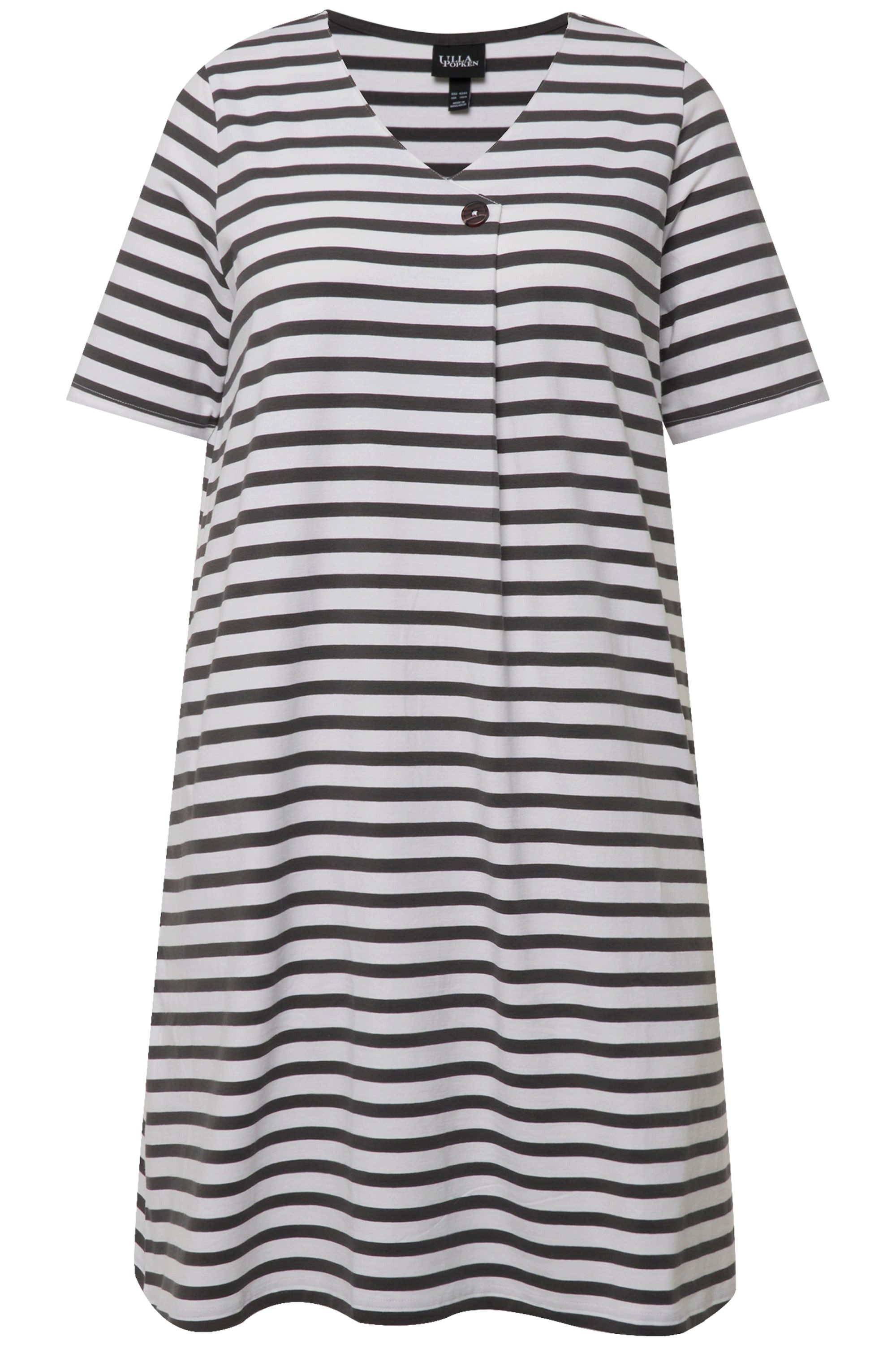 Ulla Popken Jerseykleid Midikleid Ringel A-Linie günstig online kaufen