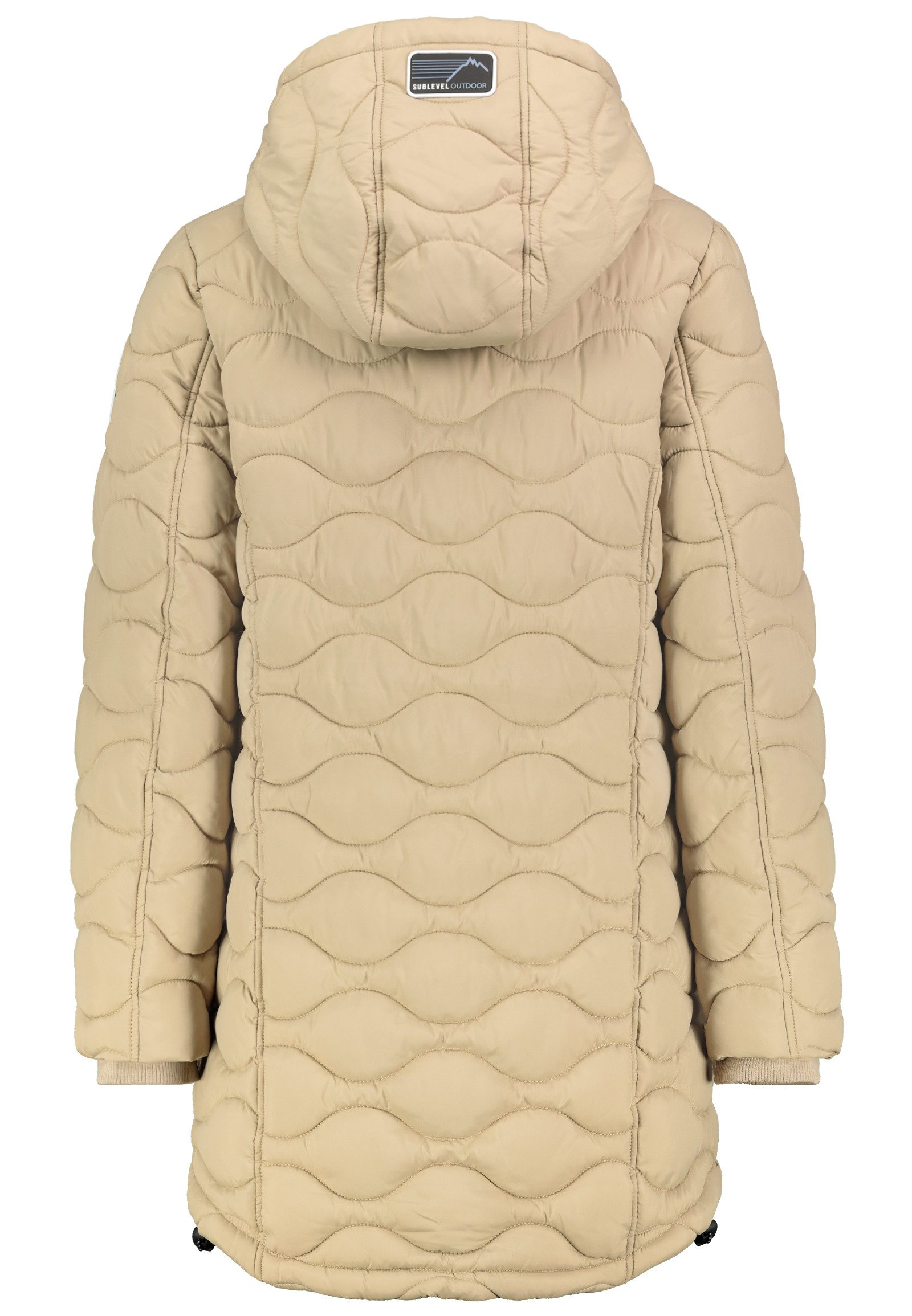 SUBLEVEL Steppjacke Damen Mantel mit Kapuze Parka lange Winter Jacke