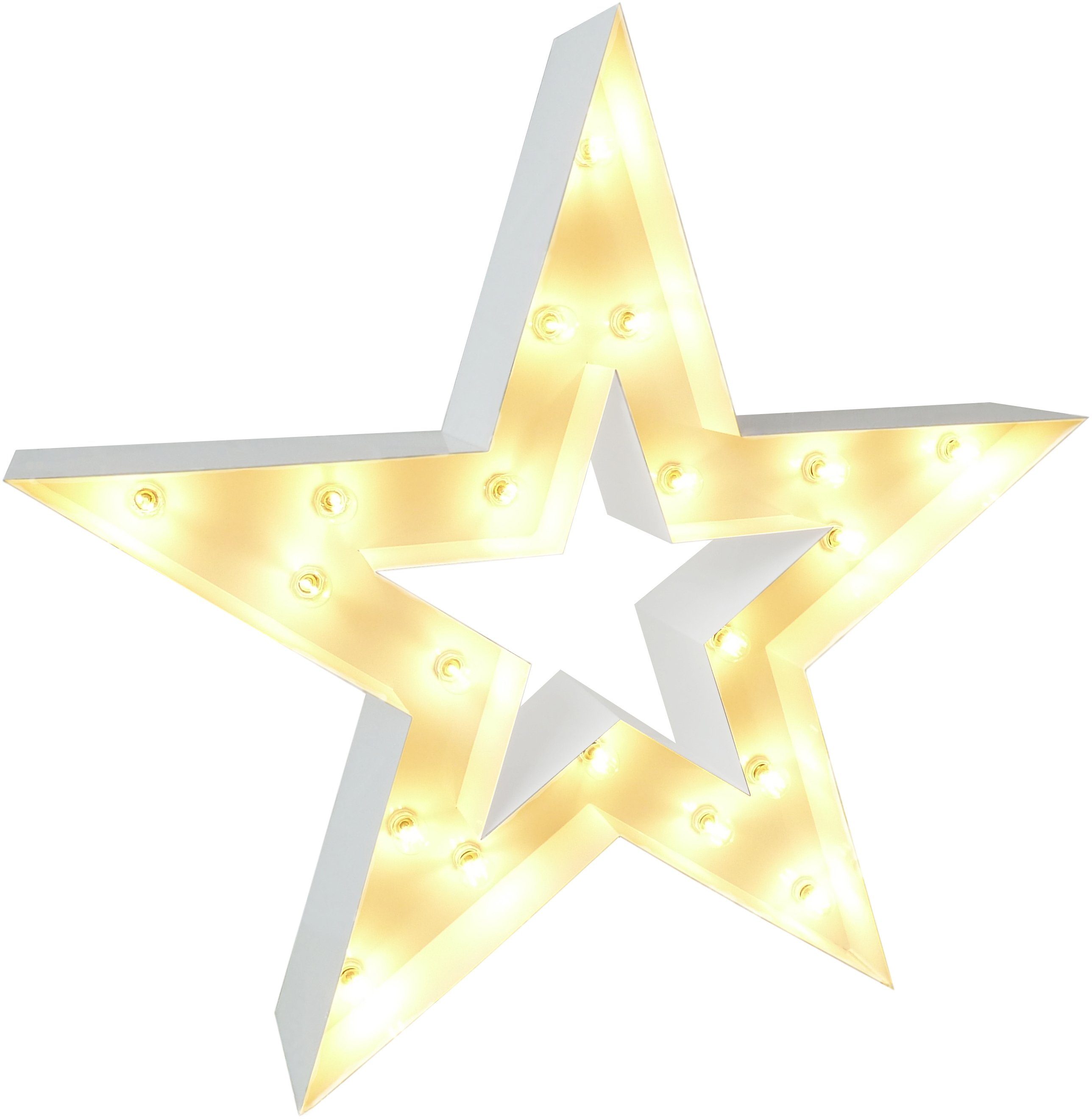 MARQUEE LIGHTS LED Dekolicht Star, ohne Leuchtmittel, Warmweiß, Wandlampe, Tischlampe Stern 20 Leuchtmittel E14 (exkl) - 122x122 cm