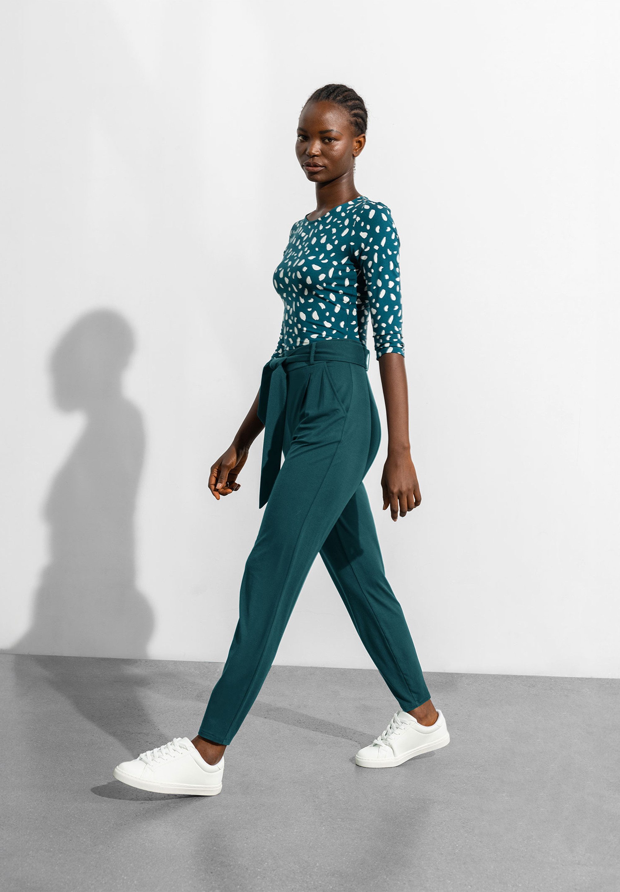 Les Lunes Haremshose JADE Pants Jersey abnehmbarer Gürtel, seitliche Eingrifftaschen, flexibler Taillenbund