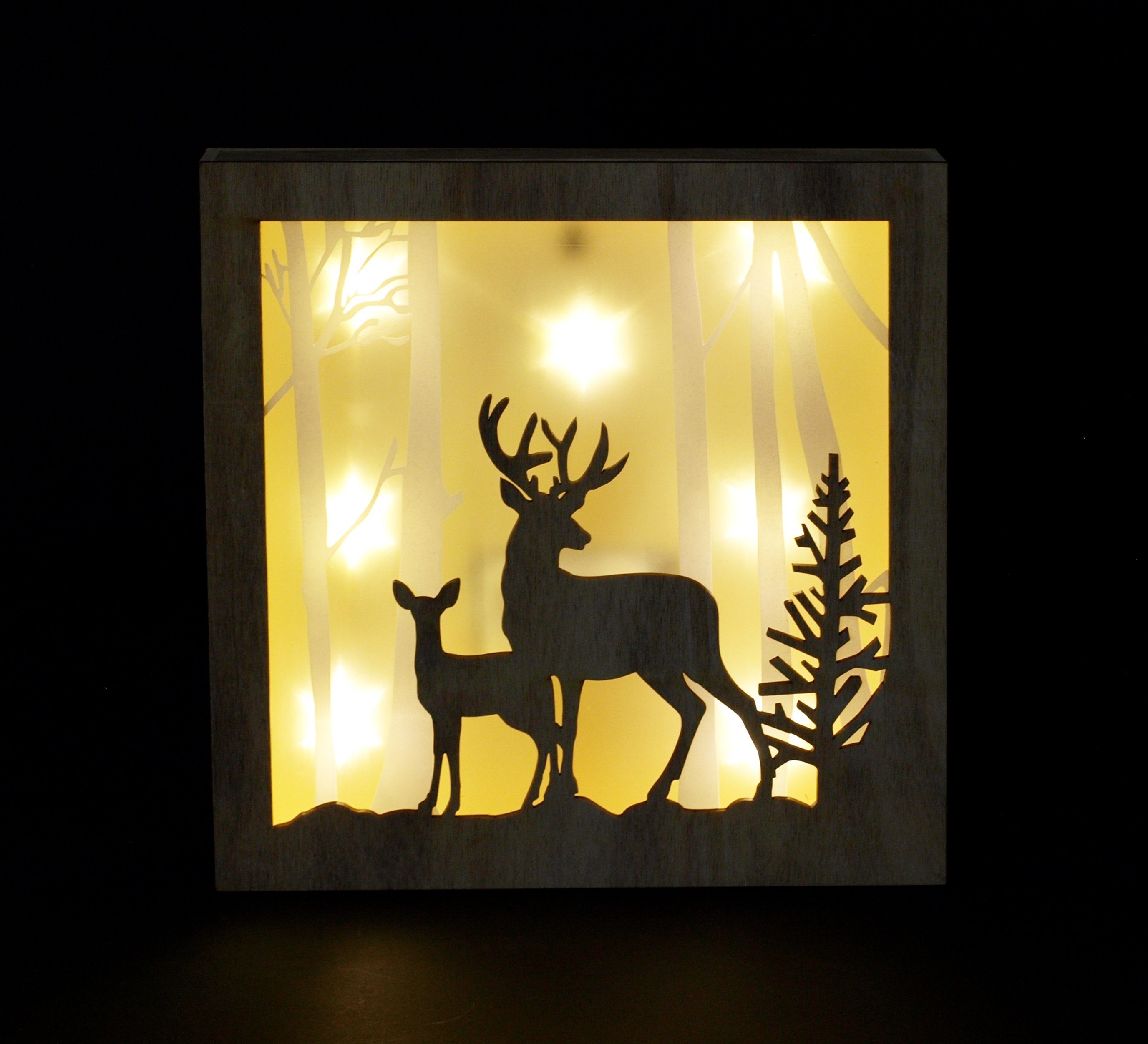 DEGAMO Weihnachtsszene Winterwald, Batteriebetrieb Hologrammeffekt, 7 3D LED, mit Bild