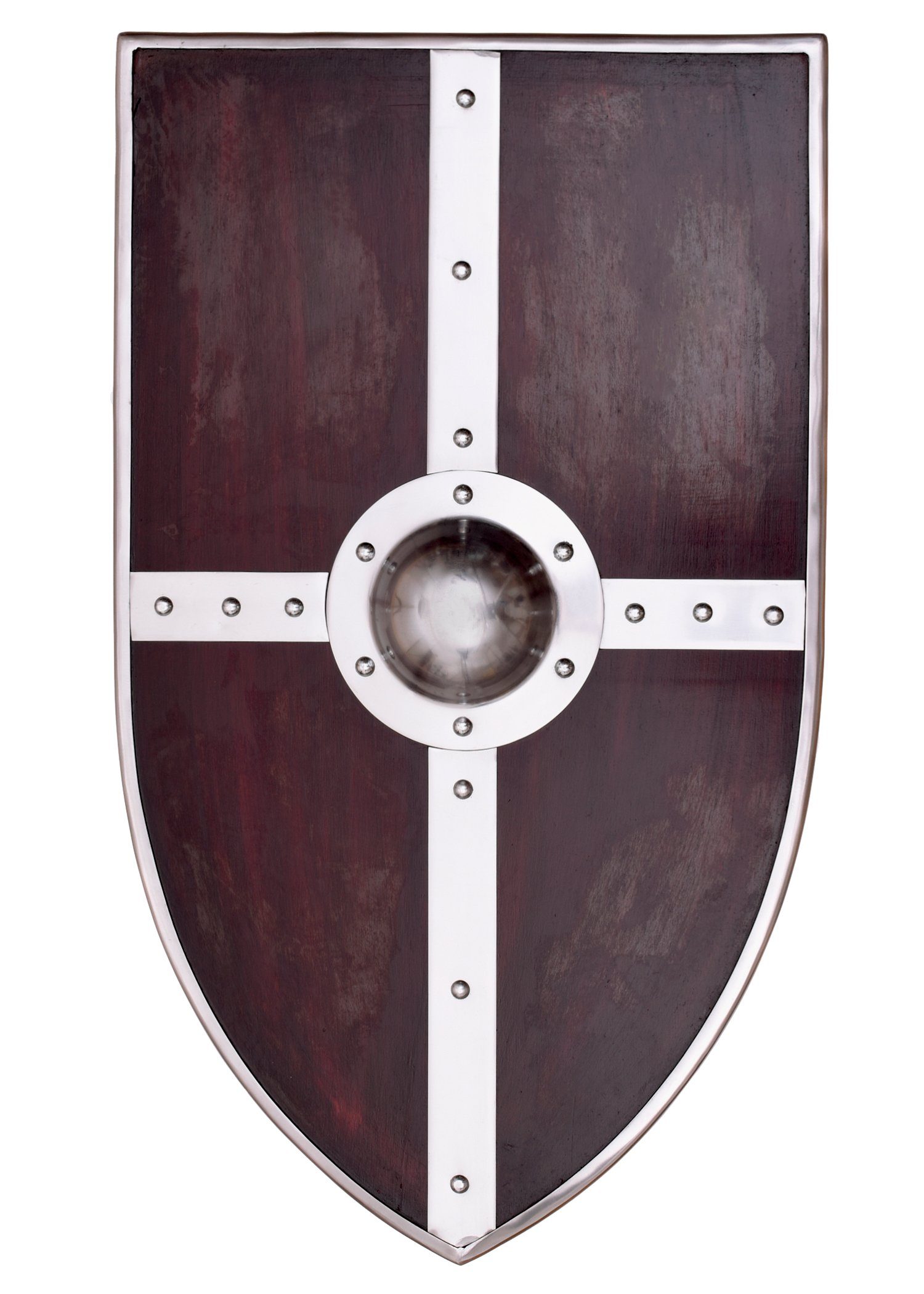 Ritter-Kostüm Wappenschild aus Holz mit Stahlbeschlägen