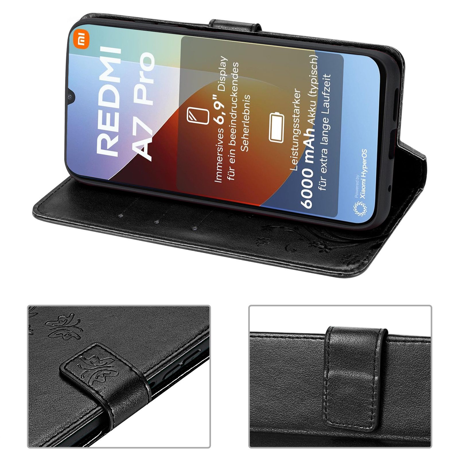 betterfon Handyhülle für Xiaomi Modelle Hülle mit [Kartenfächern], Bookstyle-Hülle: Magnetverschluss 3 Kartenfächer & Standfunktion – Bild 5 von 5