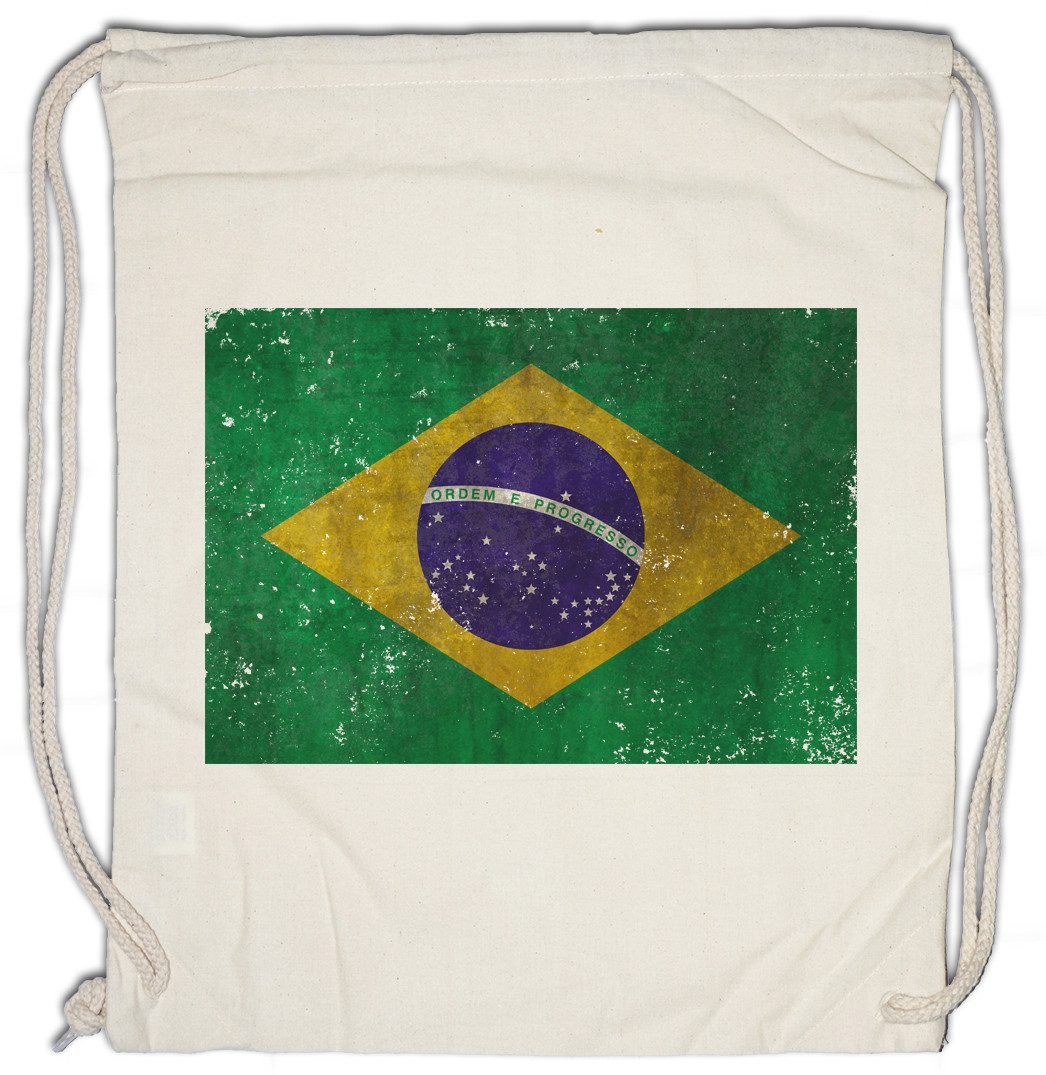 Turnbeutel Brazil Flag Vintage Logo Turnbeutel Brasil Brasilien Banner Fahne