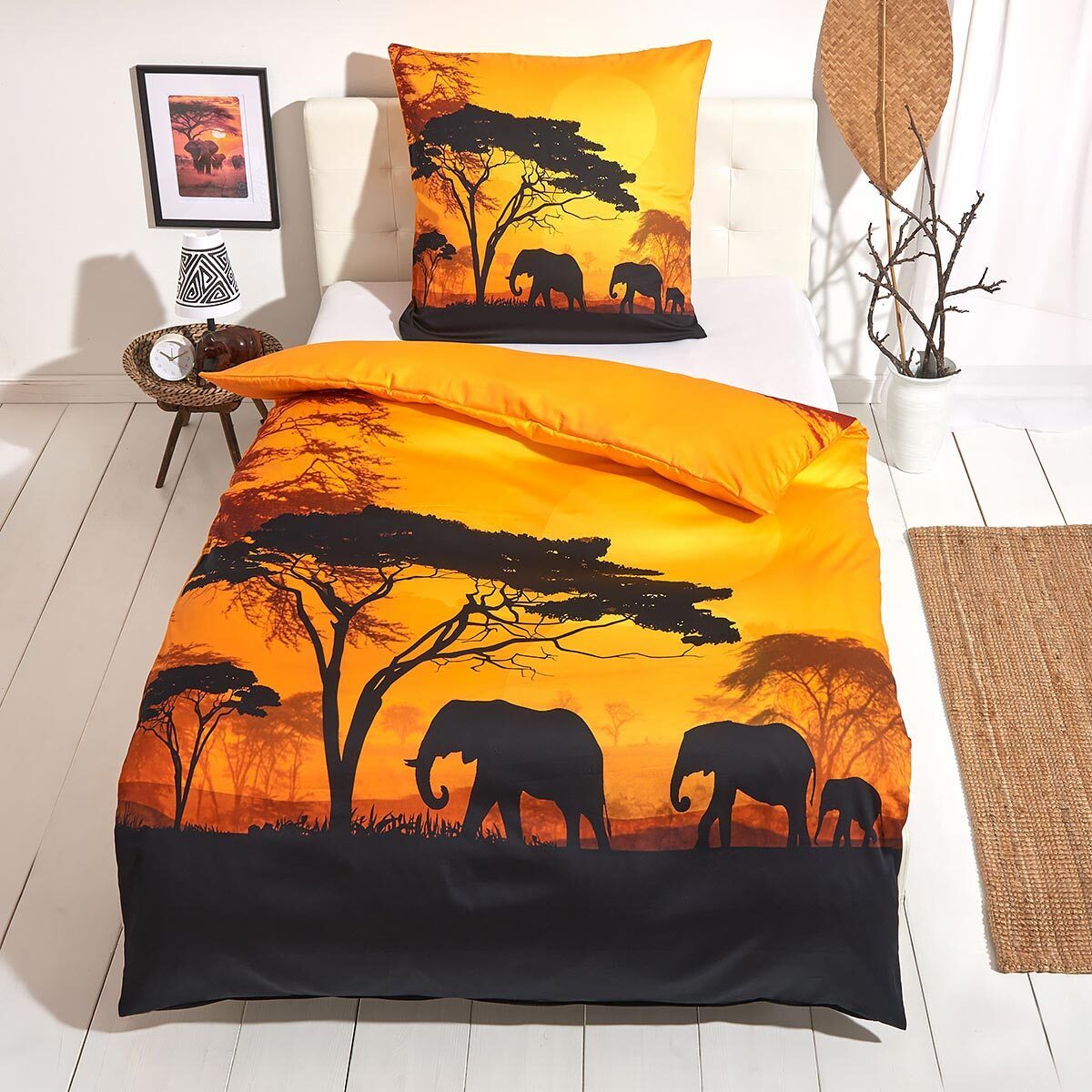 TRAUMSCHLAF Bettwäsche Afrika, Mako Satin, 2 teilig, traumhaftes Design in einzigartiger Haptik
