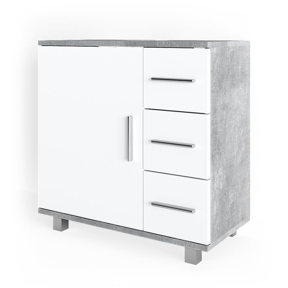 Vicco Waschbeckenunterschrank Ilias, Beton/Weiß, 60 x günstig online kaufen
