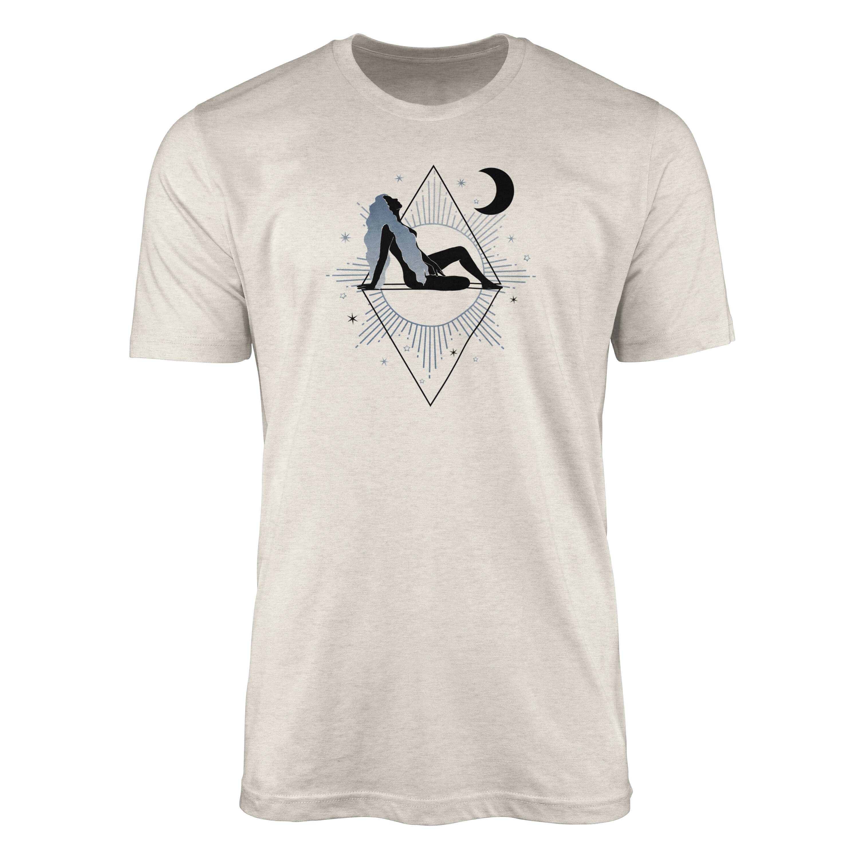 Sinus Art T-Shirt Herren Shirt 100% gekämmte Bio-Baumwolle T-Shirt Astrologie Mond Energie Motiv Nachhaltig Ökomode a (1-tlg)