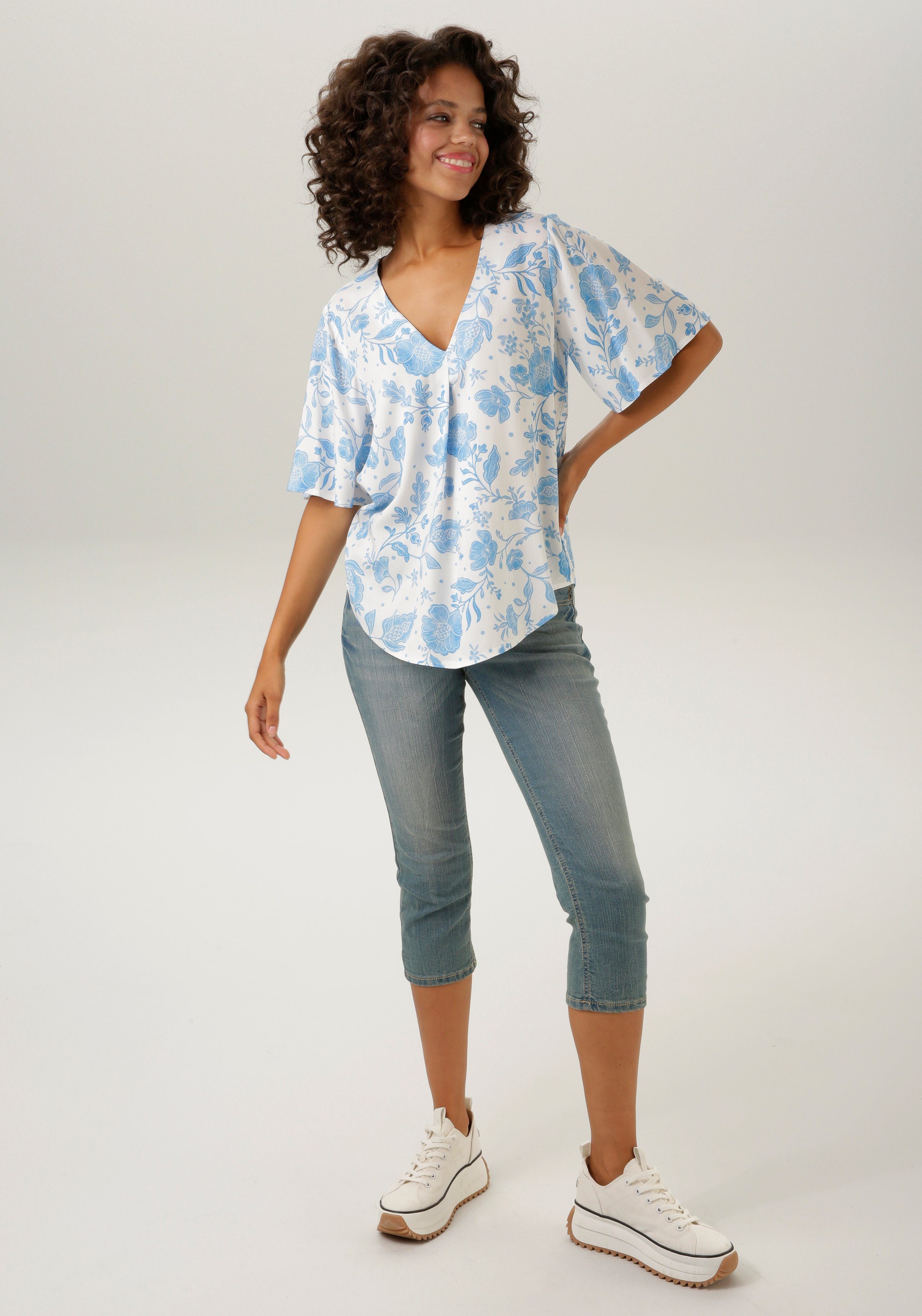 Aniston CASUAL slip blouse with large floral print