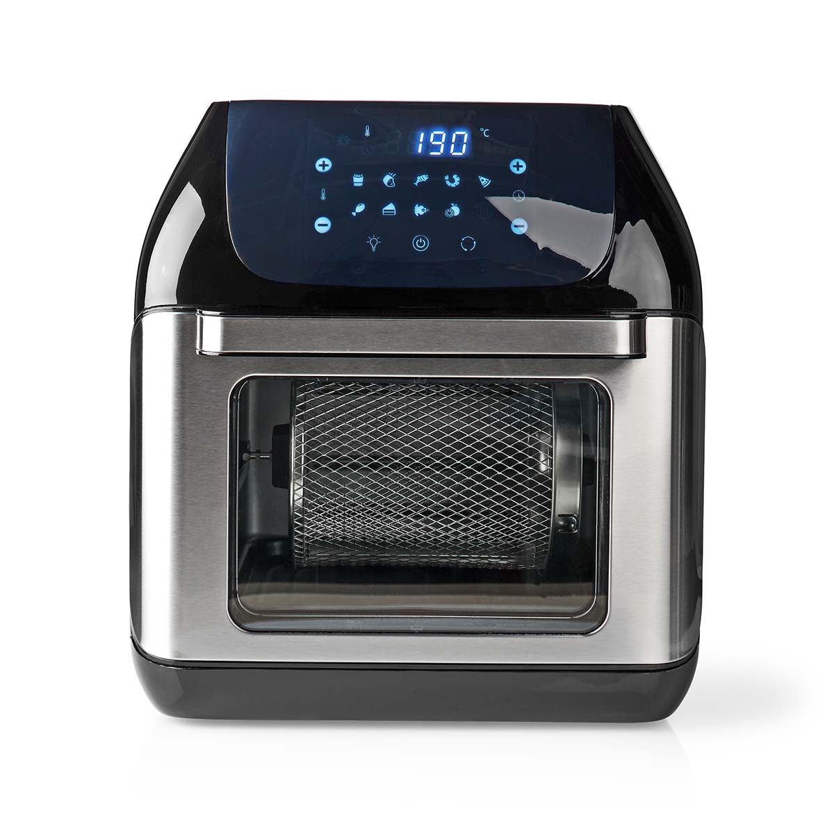 Nedis Heißluftfritteuse KAAFO300EBK, 1500 W, Heißluftfritteuse, Programme, Rotisserie-Korb für fettarmes Garen