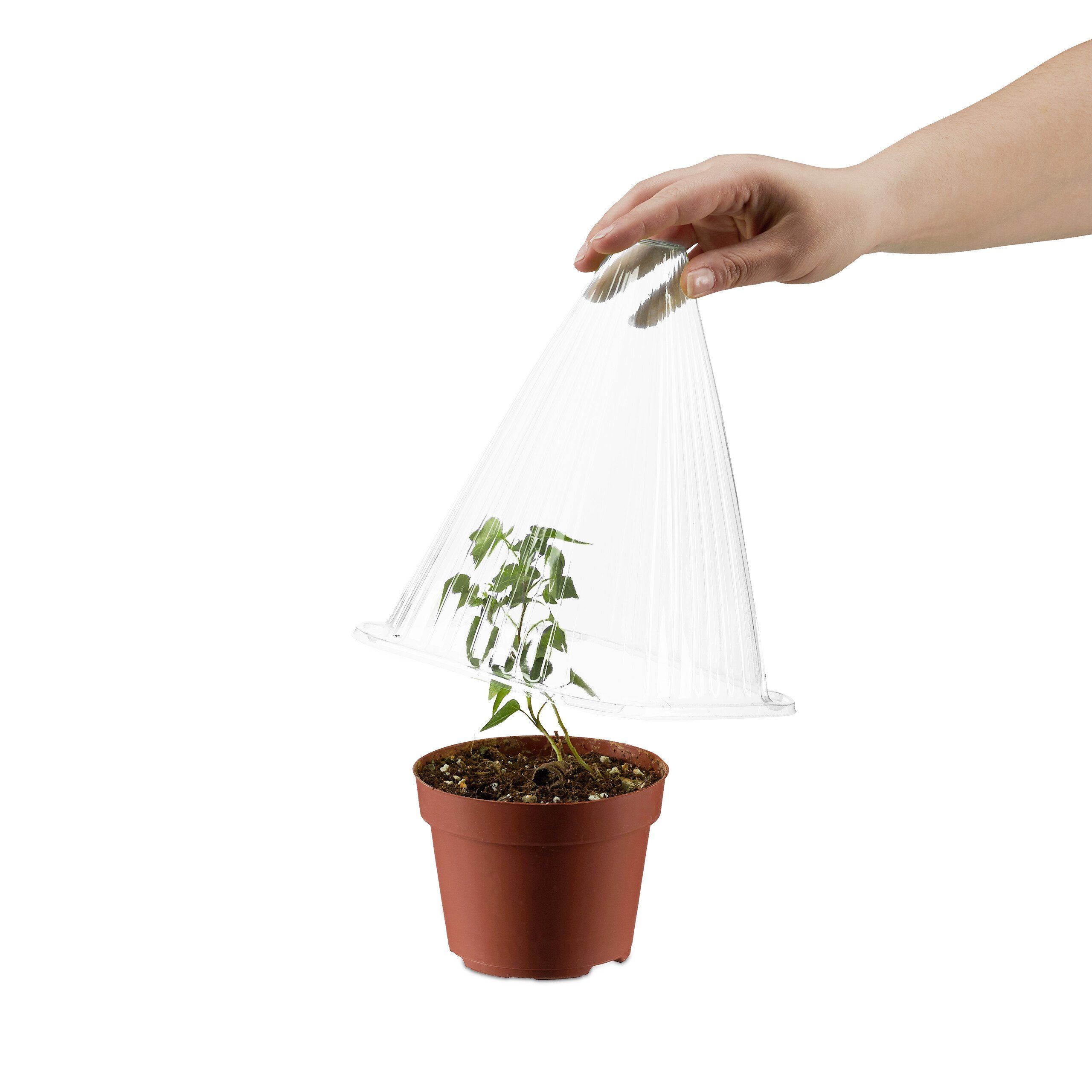 relaxdays Pflanzenschutzdach Transparenter Pflanzenhut im 32er Set
