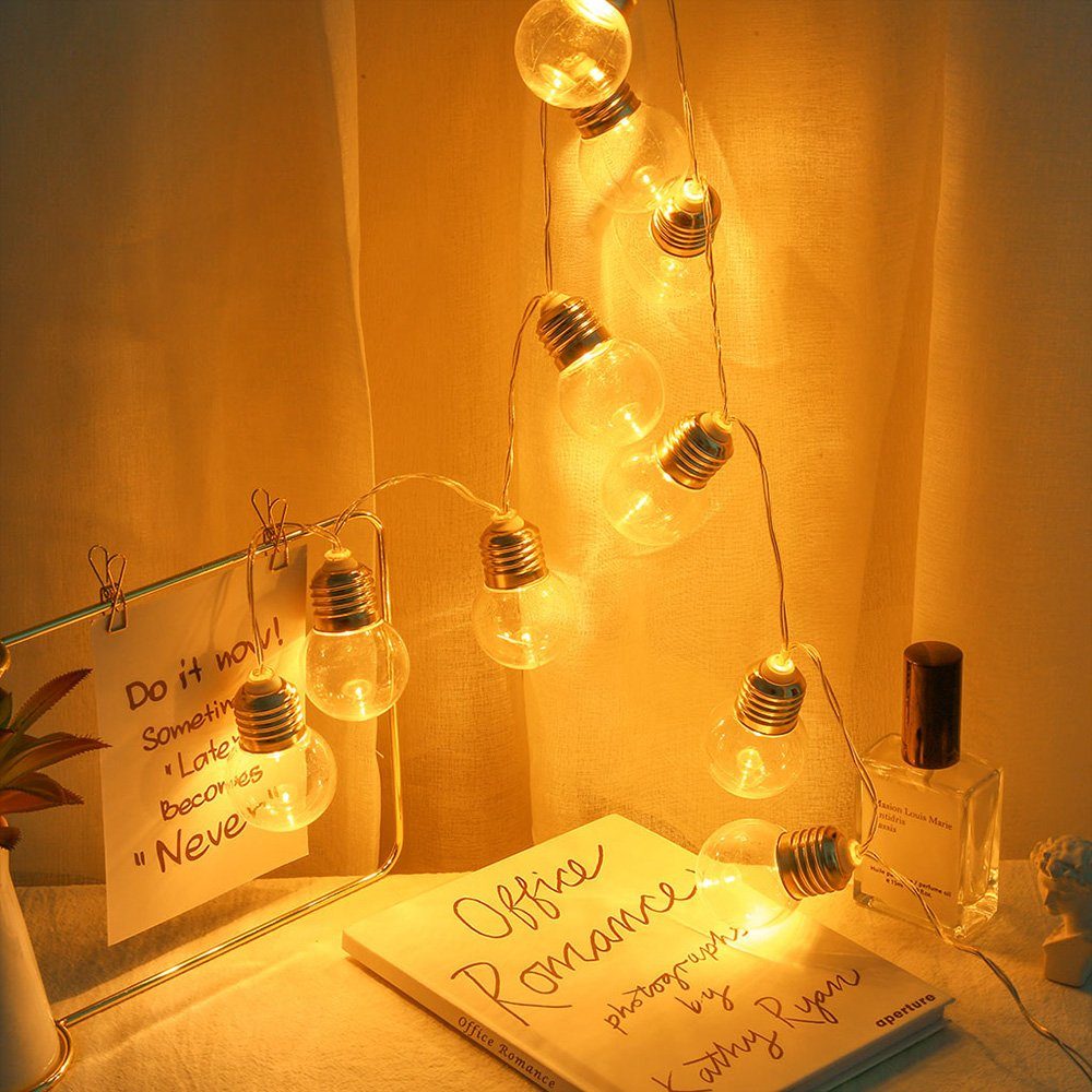 Sunicol LED-Lichterkette 10 LED 1.5M batteriebetriebene Lichter, Garten Birnen String Lichter, für Innen-, Außen-, Party, Hochzeit, Weihnachten, Baum Transparent
