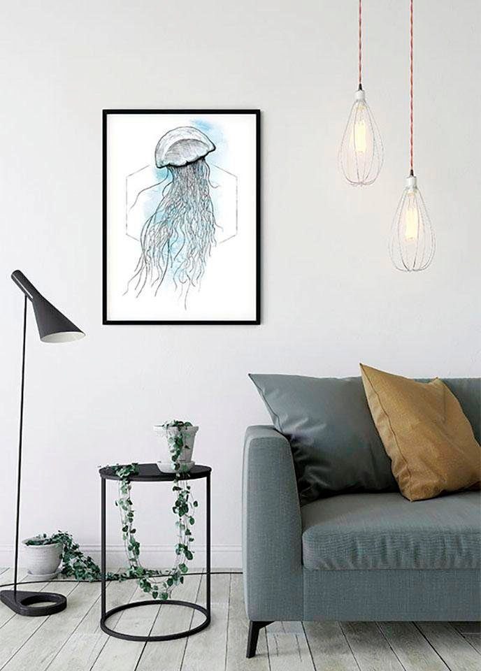 Tiere Kinderzimmer, Schlafzimmer, St), Komar Poster Watercolor, (1 Wohnzimmer Jellyfish