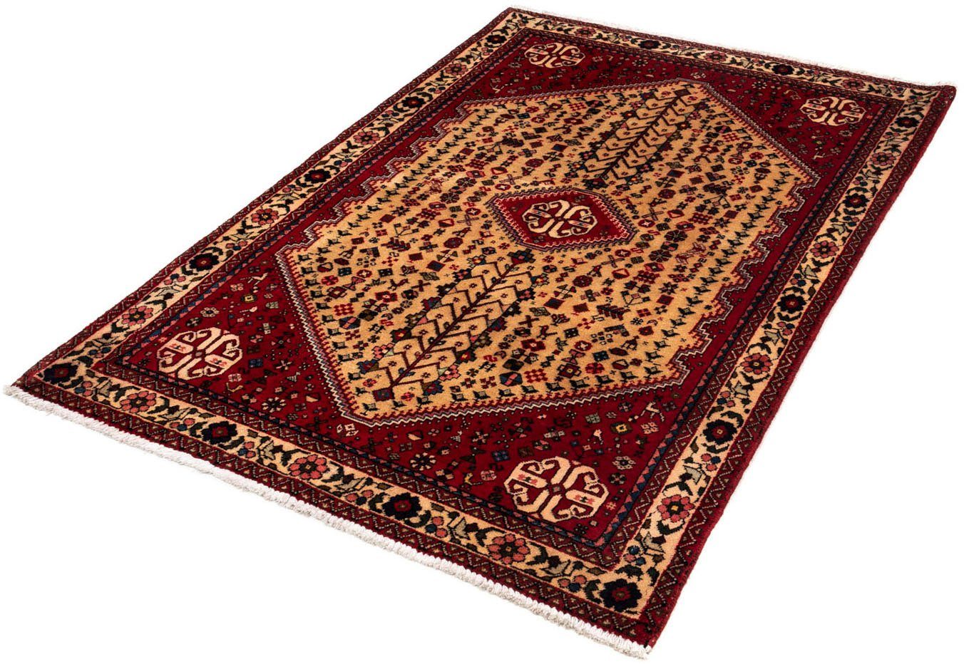 Wollteppich Abadeh Medaillon Rosso scuro 148 x 102 cm, morgenland, rechteckig, Höhe: 10 mm, Handgeknüpft | Kurzflor-Teppiche