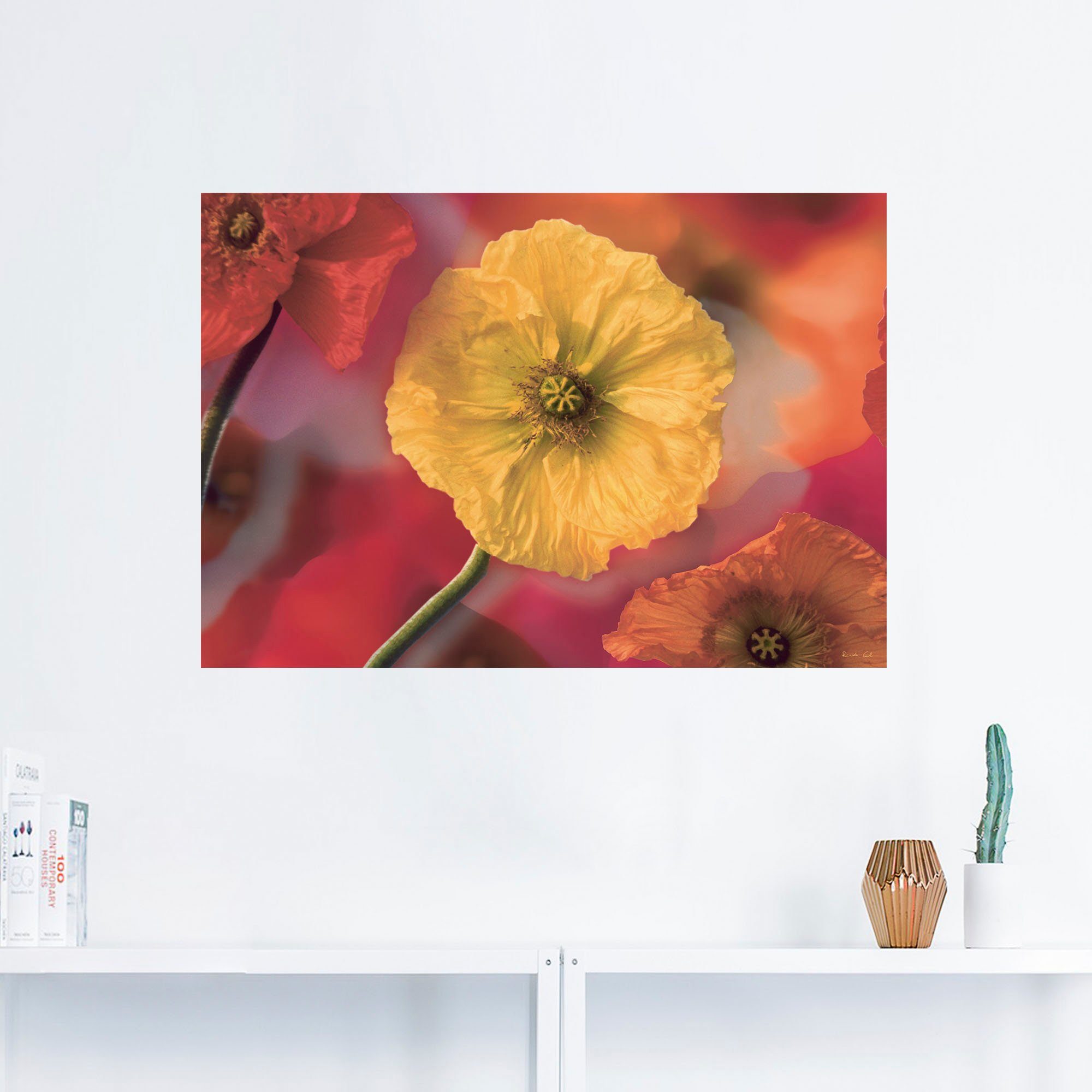 (1 oder Wandbild Poster Leinwandbild, versch. Wandaufkleber Größen St), in Fotokollage Mohnblumen, als Blumenbilder Artland